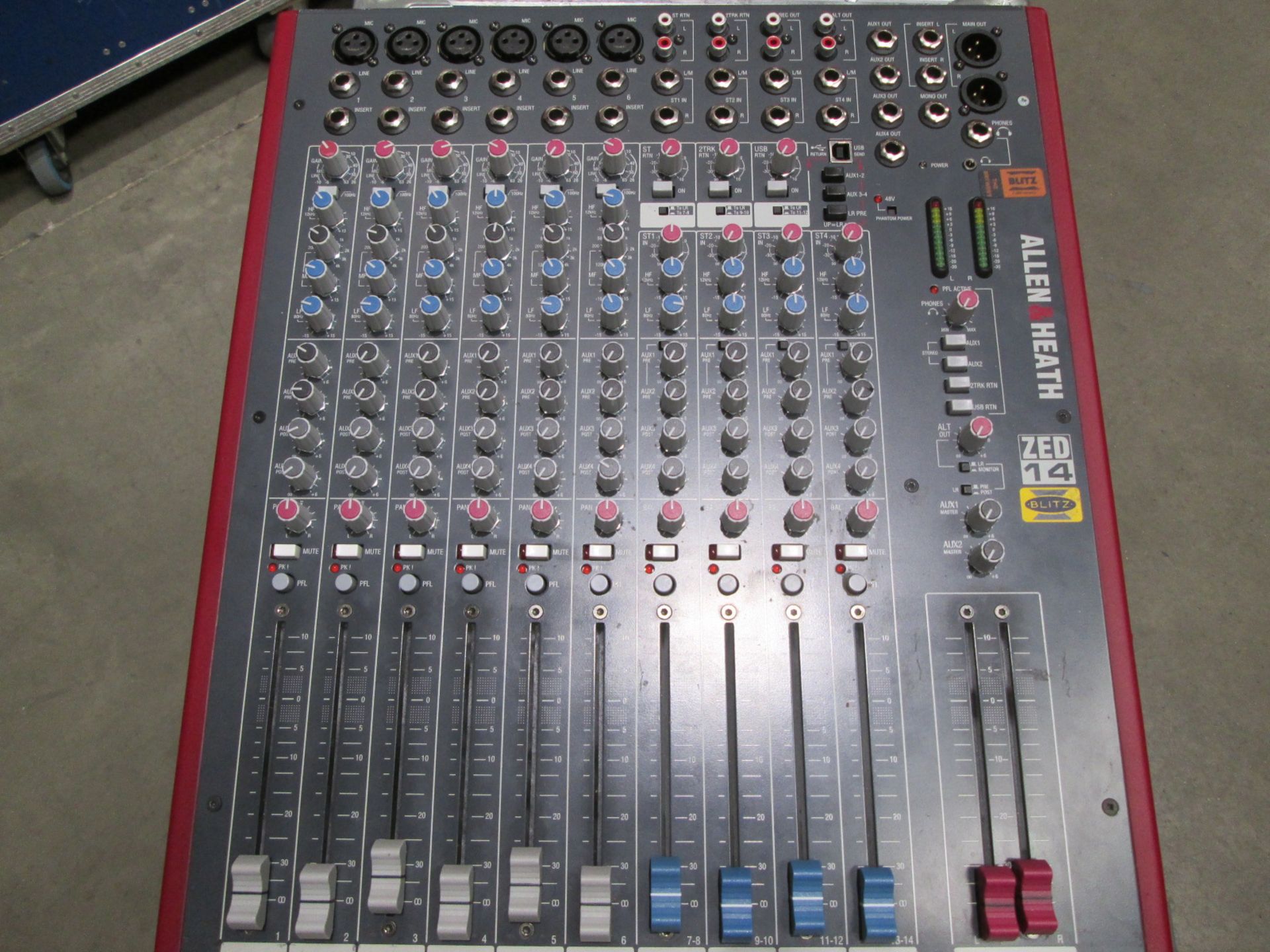 Allen & Heath Zed 14 Mixing Desk (6 x mono / 4 x stereo) S/N Z142X 446703. In flight case with - Image 2 of 6