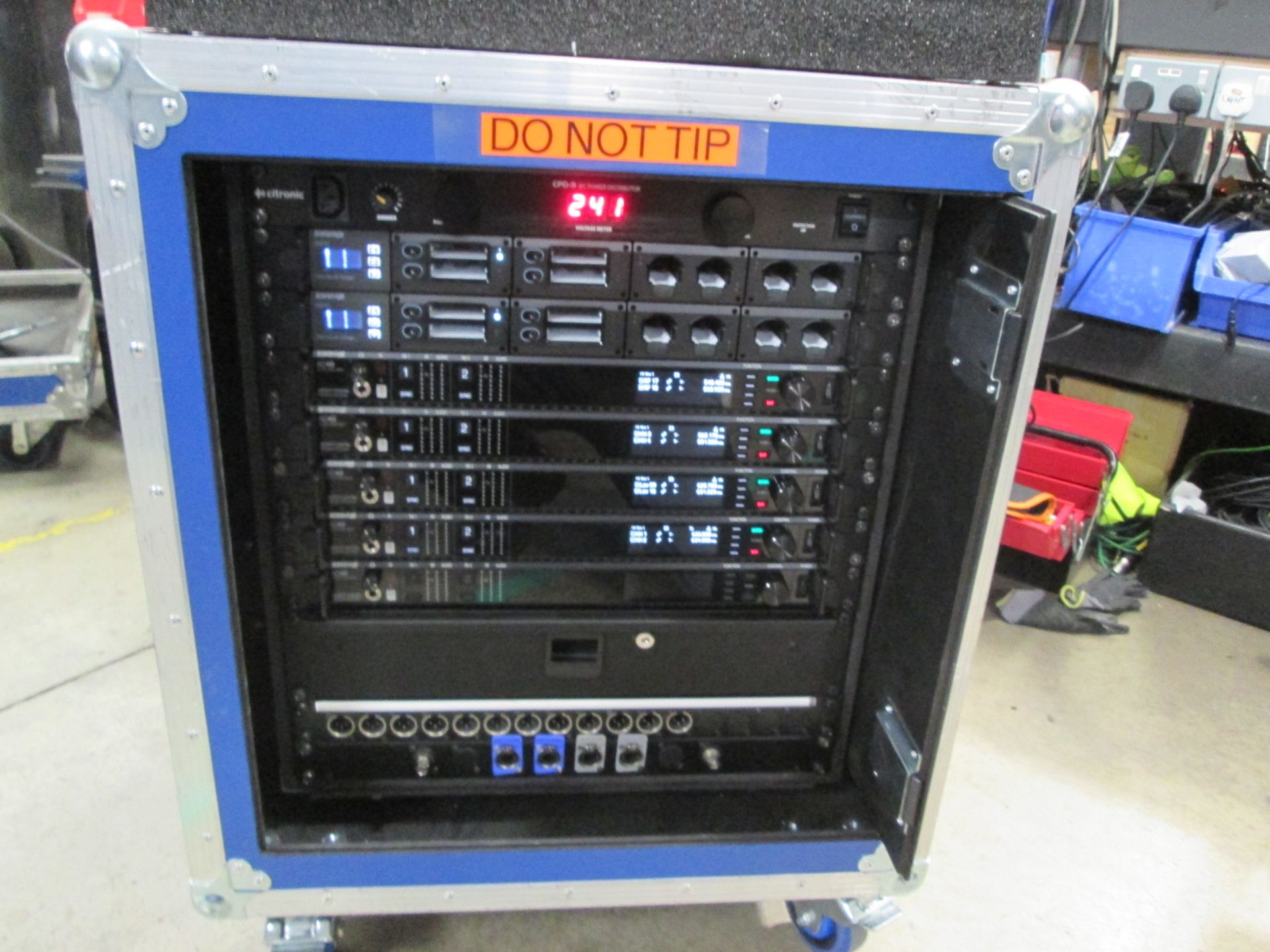 Shure Axiant Digital Radio Rack. To include 5 x AD4D 2 channel digital receivers (470.636 MHz), 4