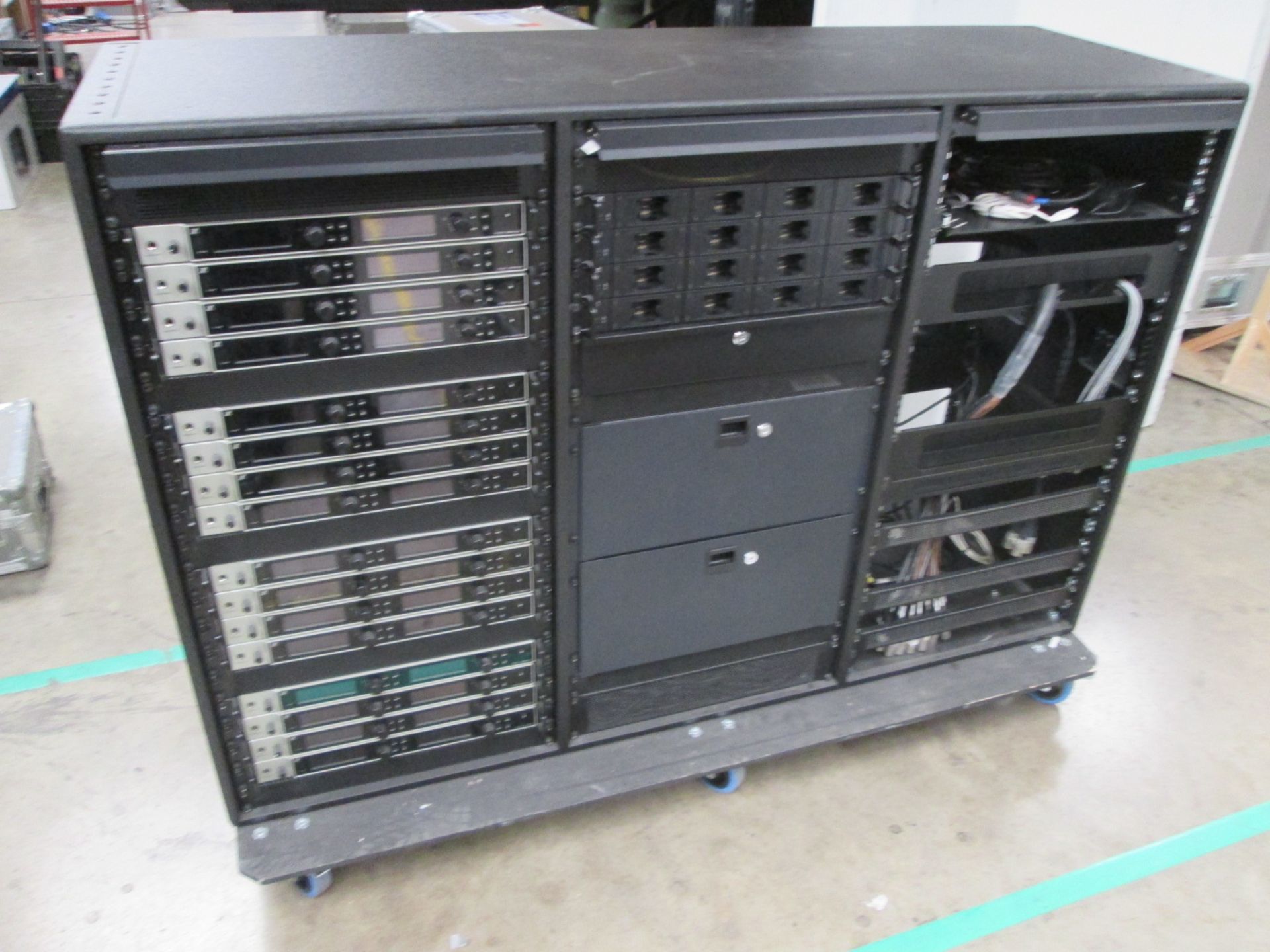 Sennheiser EM 6000 Dante Radio Rack. To include 16 x digital 2 channel UHF receivers, 4 x 4 way belt