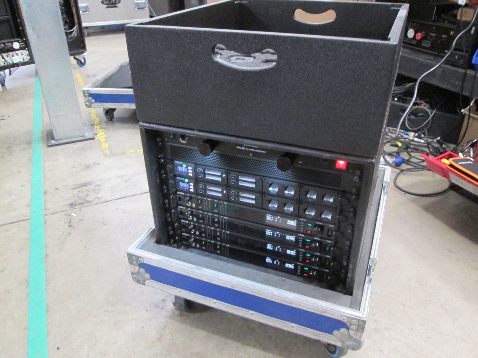 Shure Axiant Digital Radio Rack. To include 4 x AD4D 2 channel digital receivers (470.636 MHz), 4