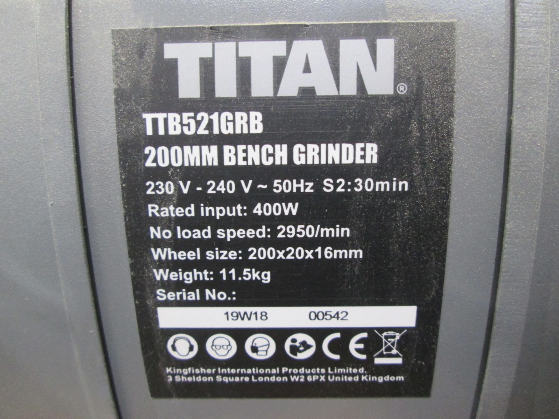 Titan TTB 521 GRB 200 mm Double Ended Bench Grinder - Image 2 of 3