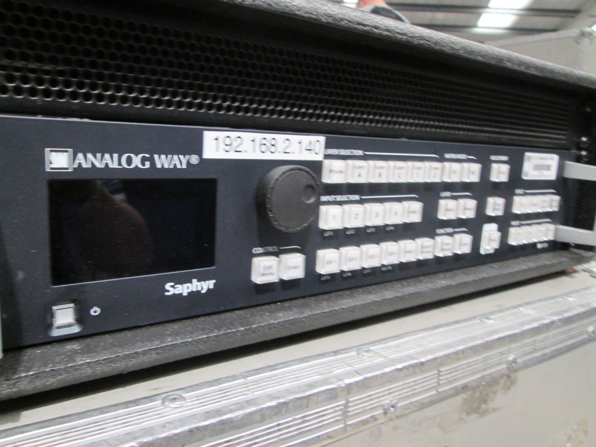 Analog Way Saphyr SPX450 Switcher with 2 x Dell 24" monitors and Netgear 24 port gigabit switch. - Image 2 of 10