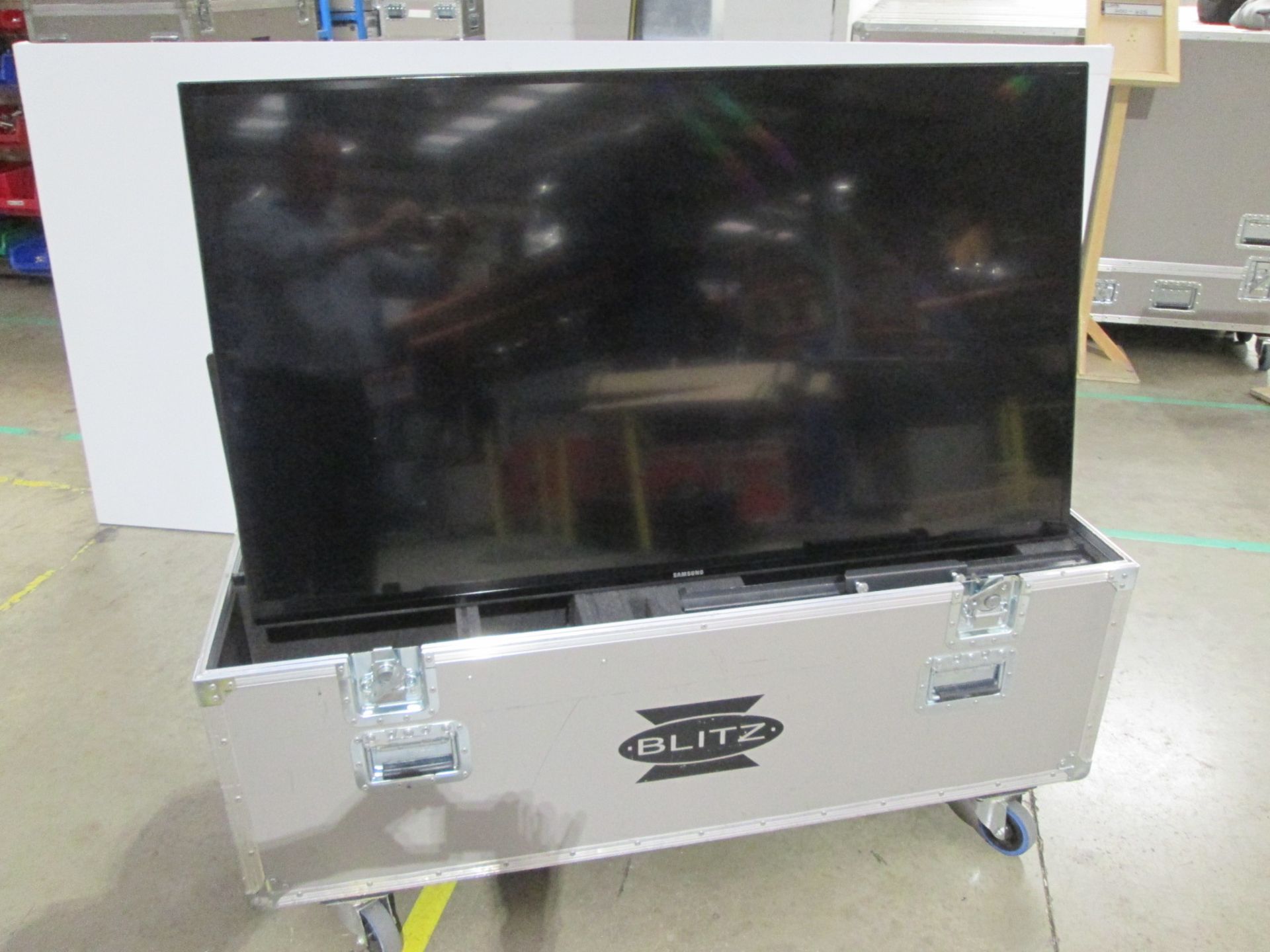 Samsung 55" Colour Monitor, Model ME55C, S/N ZB40HSQF700029Z , Includes flight case, backplate and