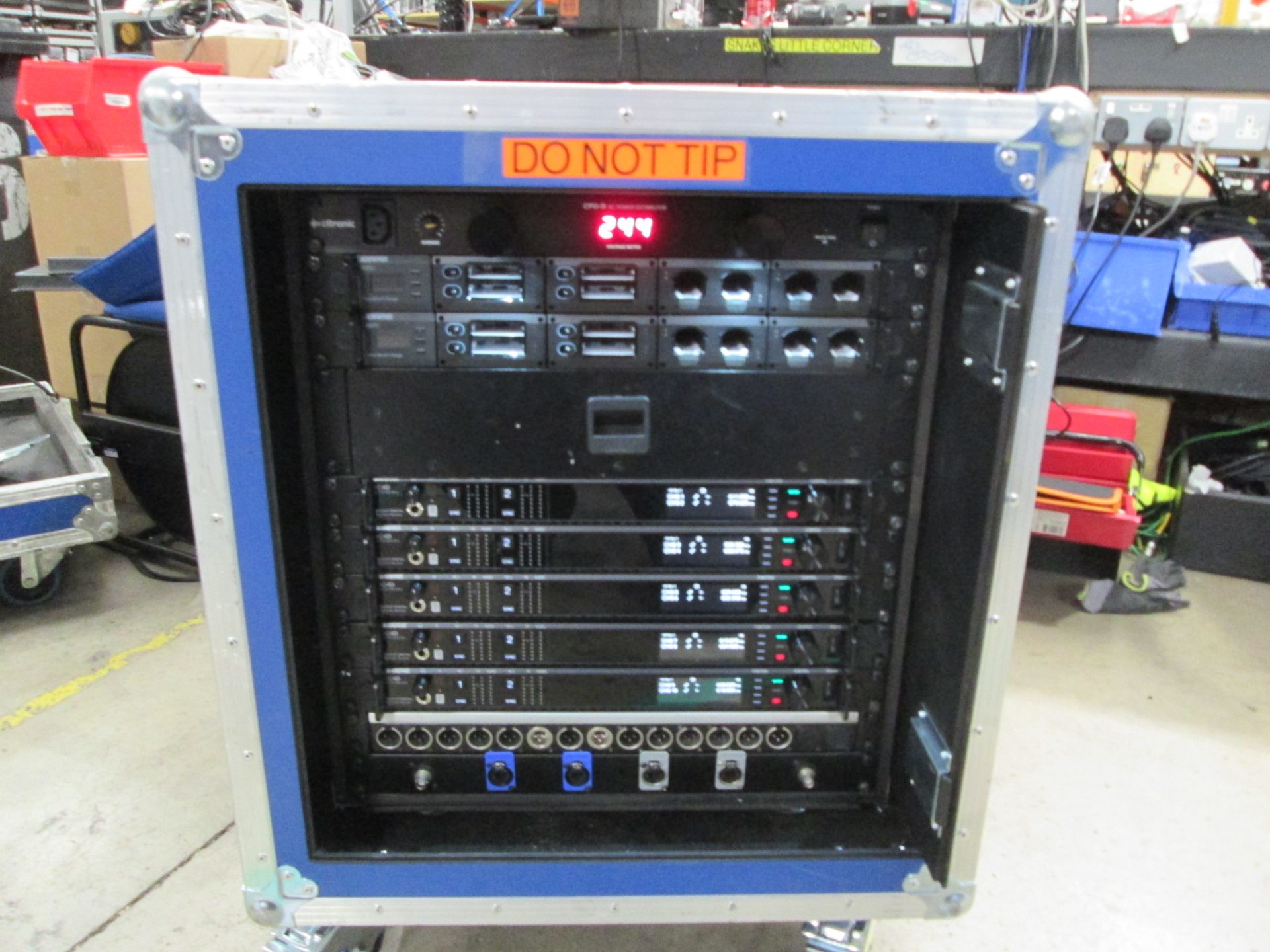 Shure Axiant Digital Radio Rack. To include 5 x AD4D 2 channel digital receivers (470.636 MHz), 4