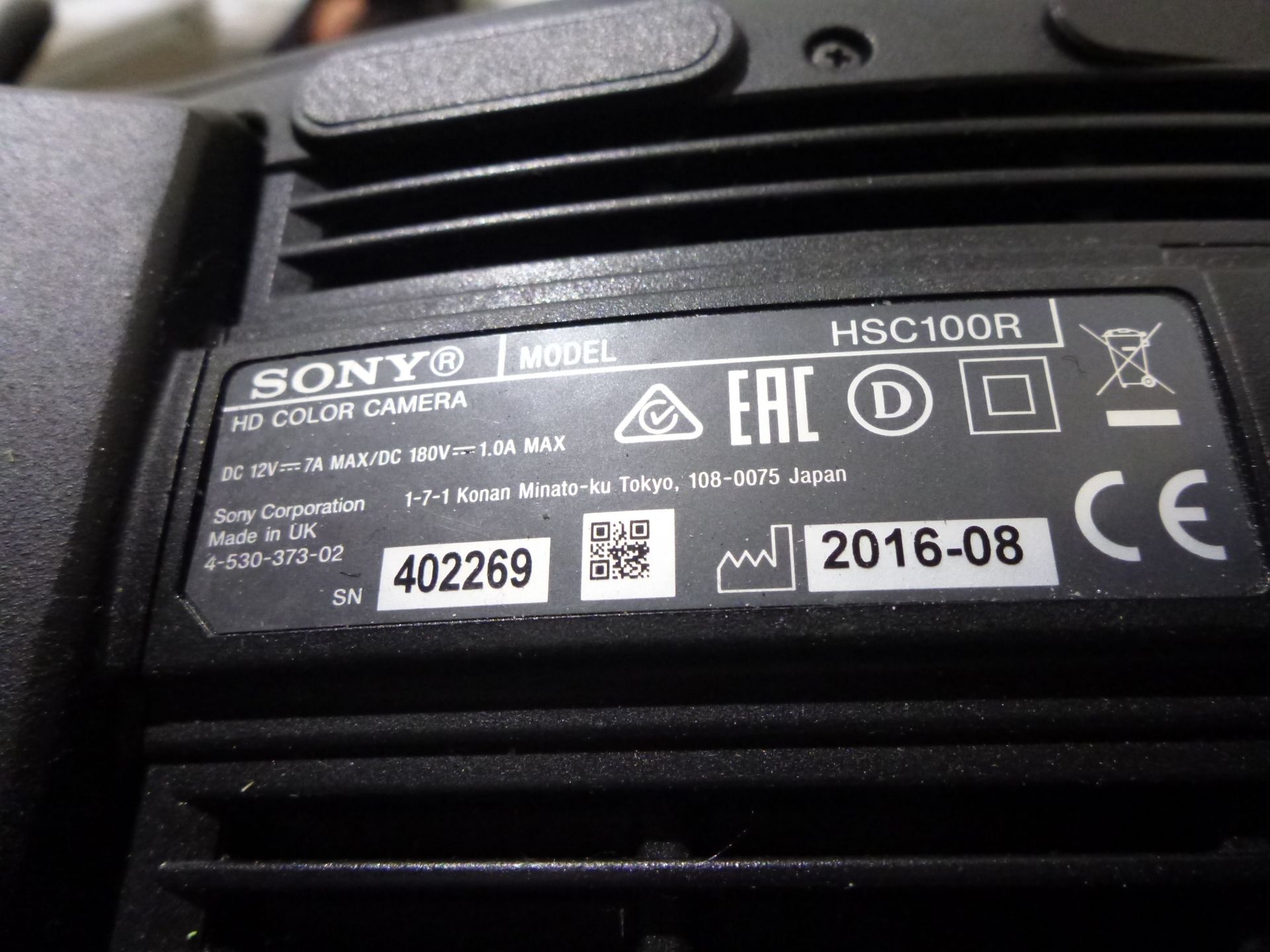 Sony HD Colour Broadcast Camera, Model HSC100R, S/N 402269, YOM 2016, Camera includes Canon HDTV - Image 9 of 28