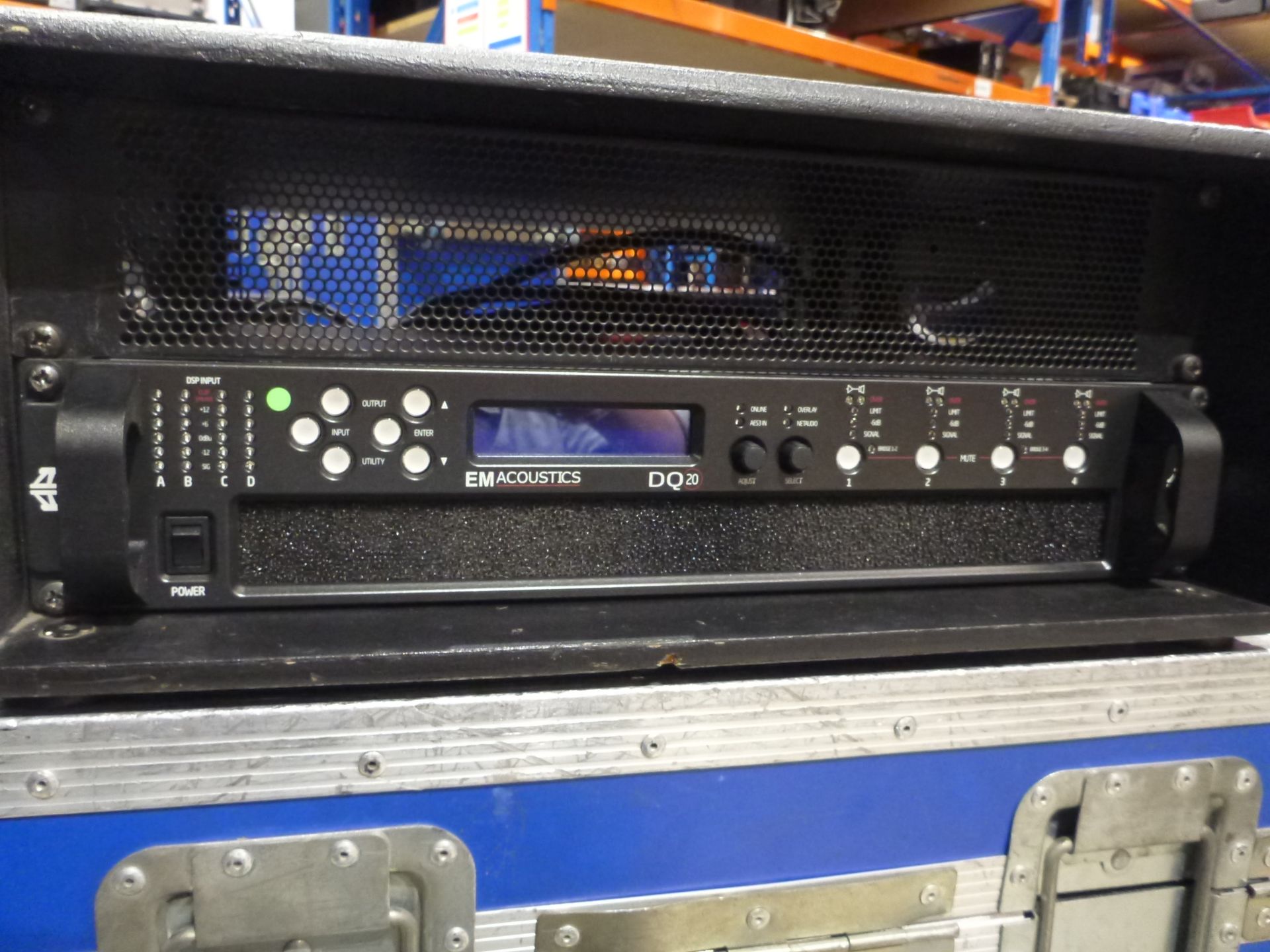 EM Acoustics DQ20 4 Chnl Power Amplifier, PowerCon to 16A, Mounted in rack mount box, Can be used