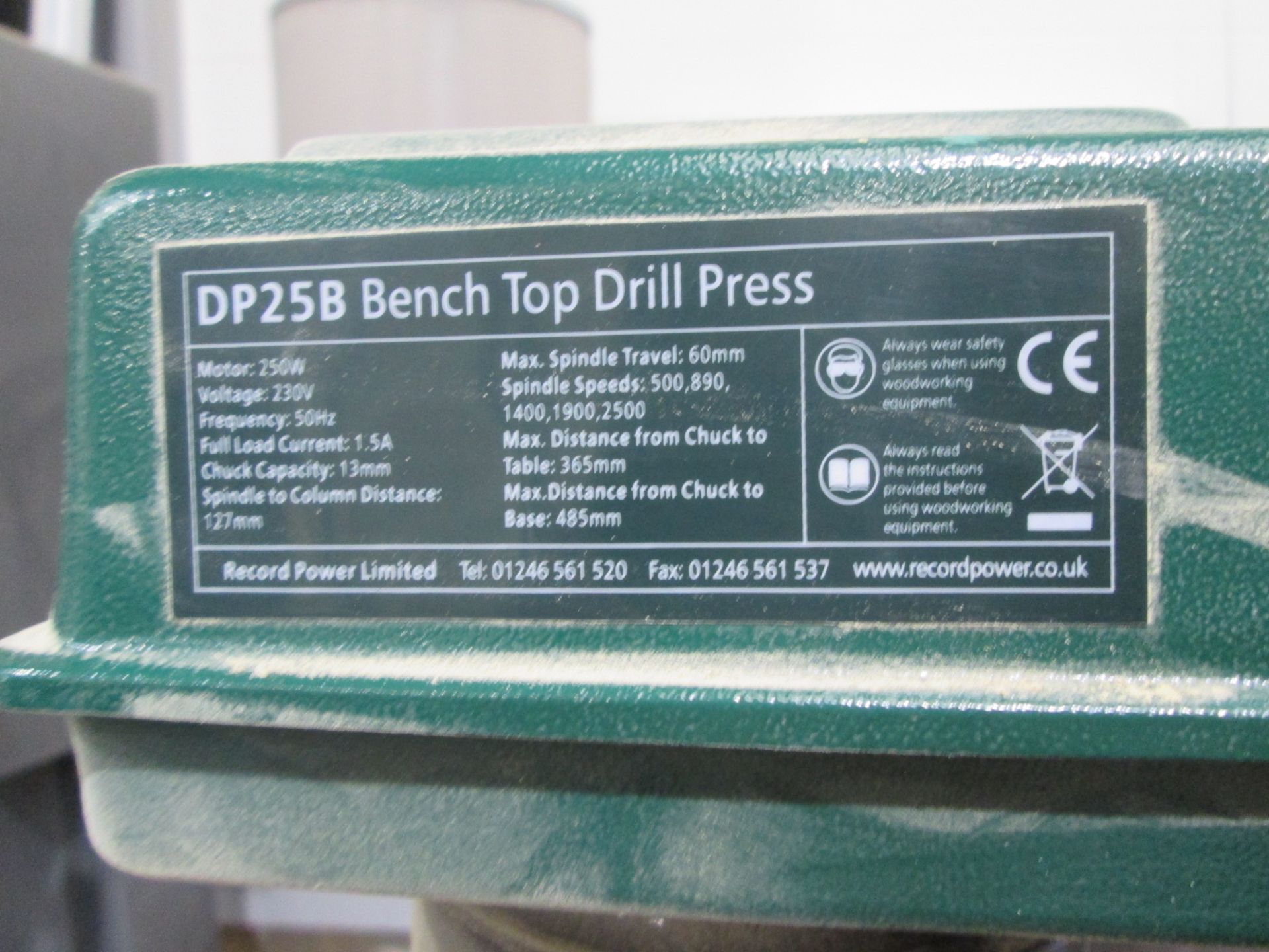 Record Power DP 25B Bench Top Pillar Drill, 240V, Mounted on wooden box frame - Image 6 of 7