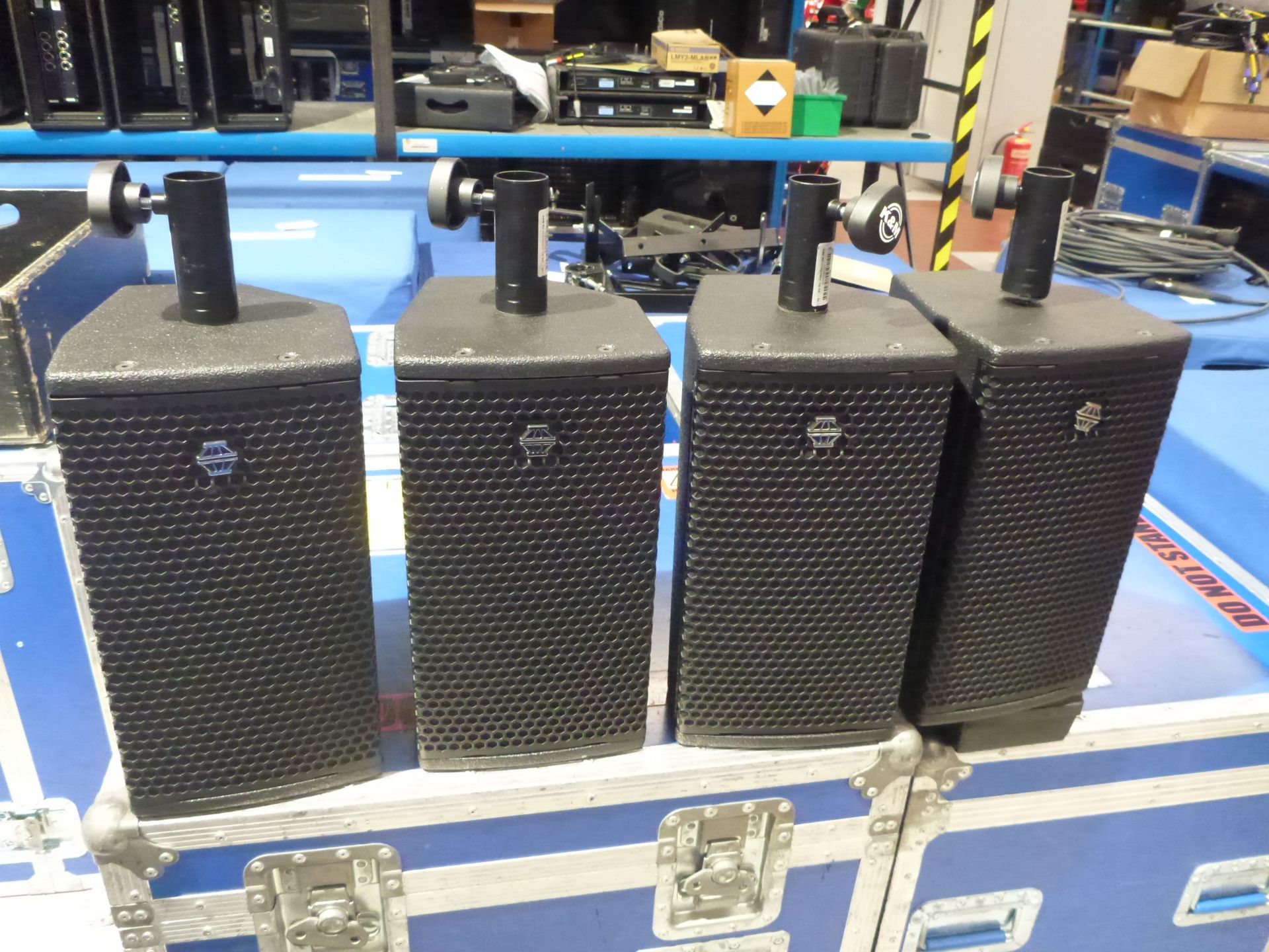 EM Acoustics EMS-61 Loundspeakers (Qty 4) In flight case with top hat, flying frame and safety