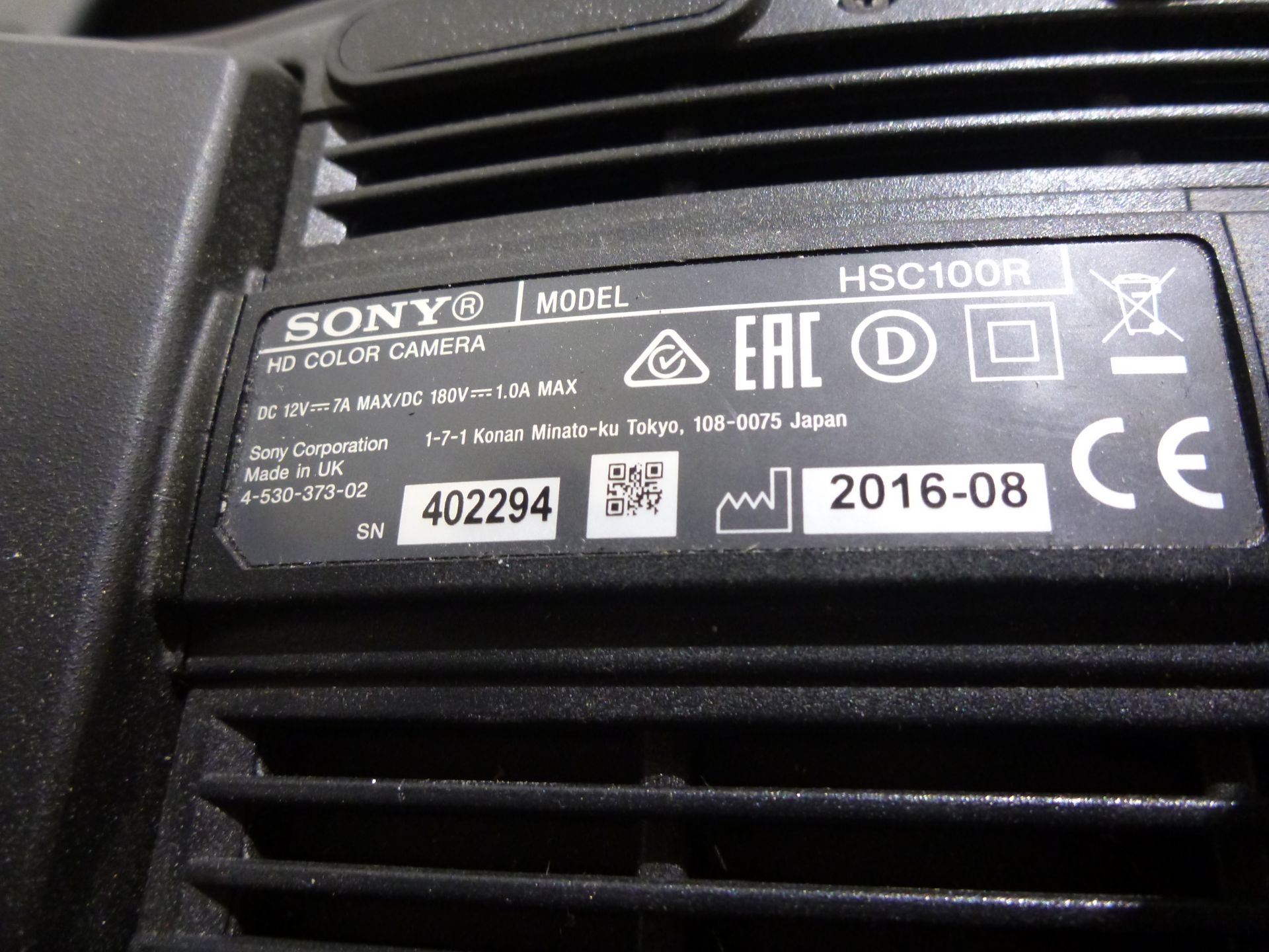 Sony HD Colour Broadcast Camera, Model HSC100R, S/N 402294, YOM 2016, Camera includes Canon HDTV - Image 10 of 27