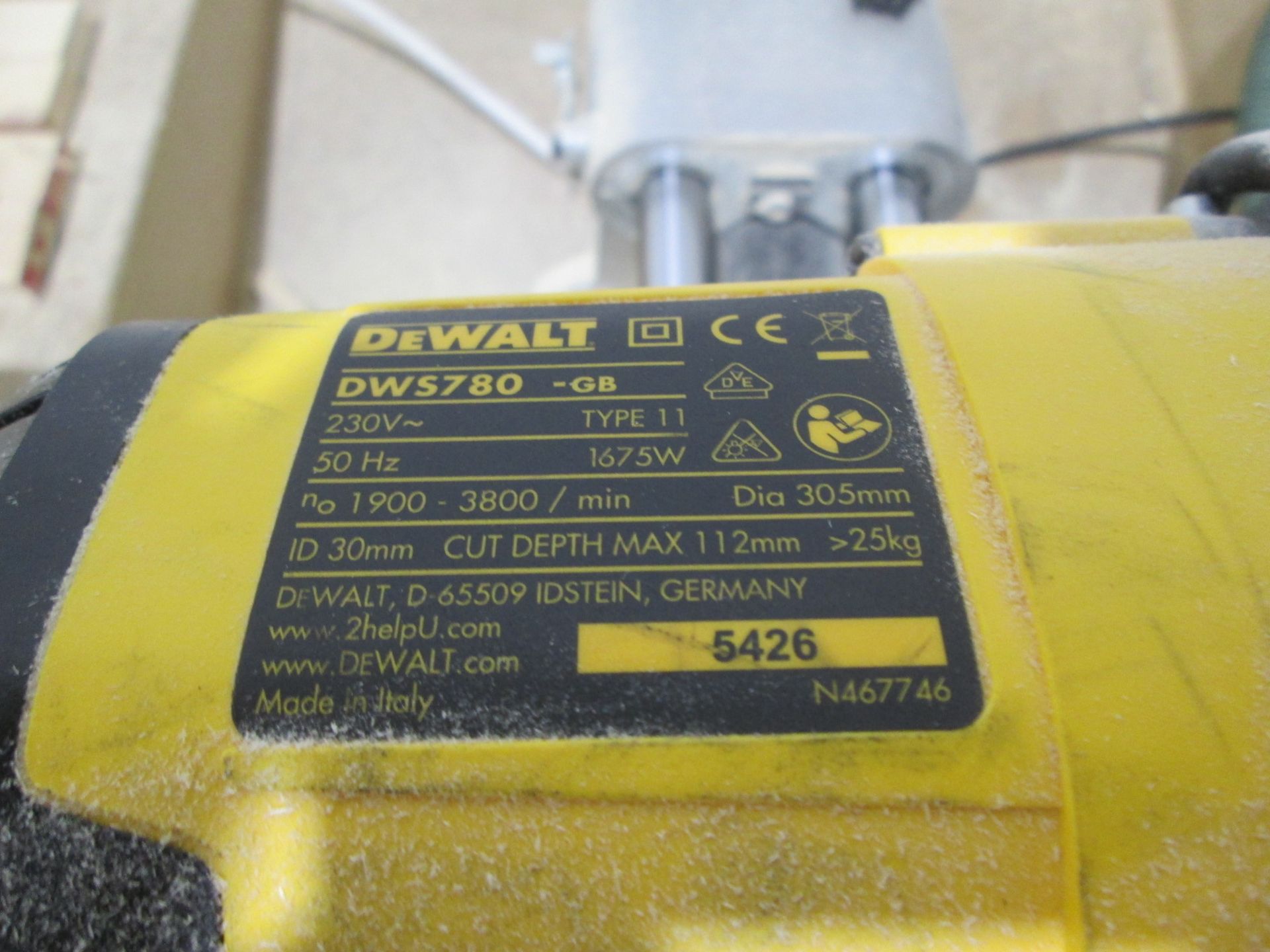 DeWalt DWS 780 Sliding Cross Cut Mitre Saw, S/N 5426 - Bild 4 aus 5