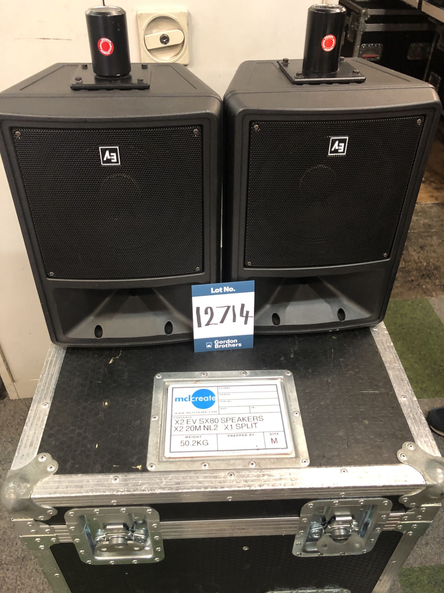 1x No. pair EV SX80 loudspeakers in transit case w