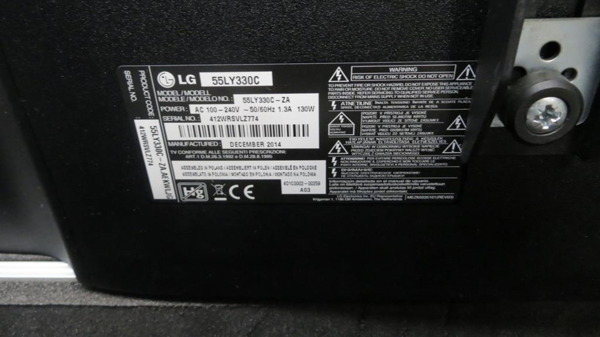 LG, 55" LED TV, Model: 55LY330C, Serial No. 412WRS - Image 3 of 3
