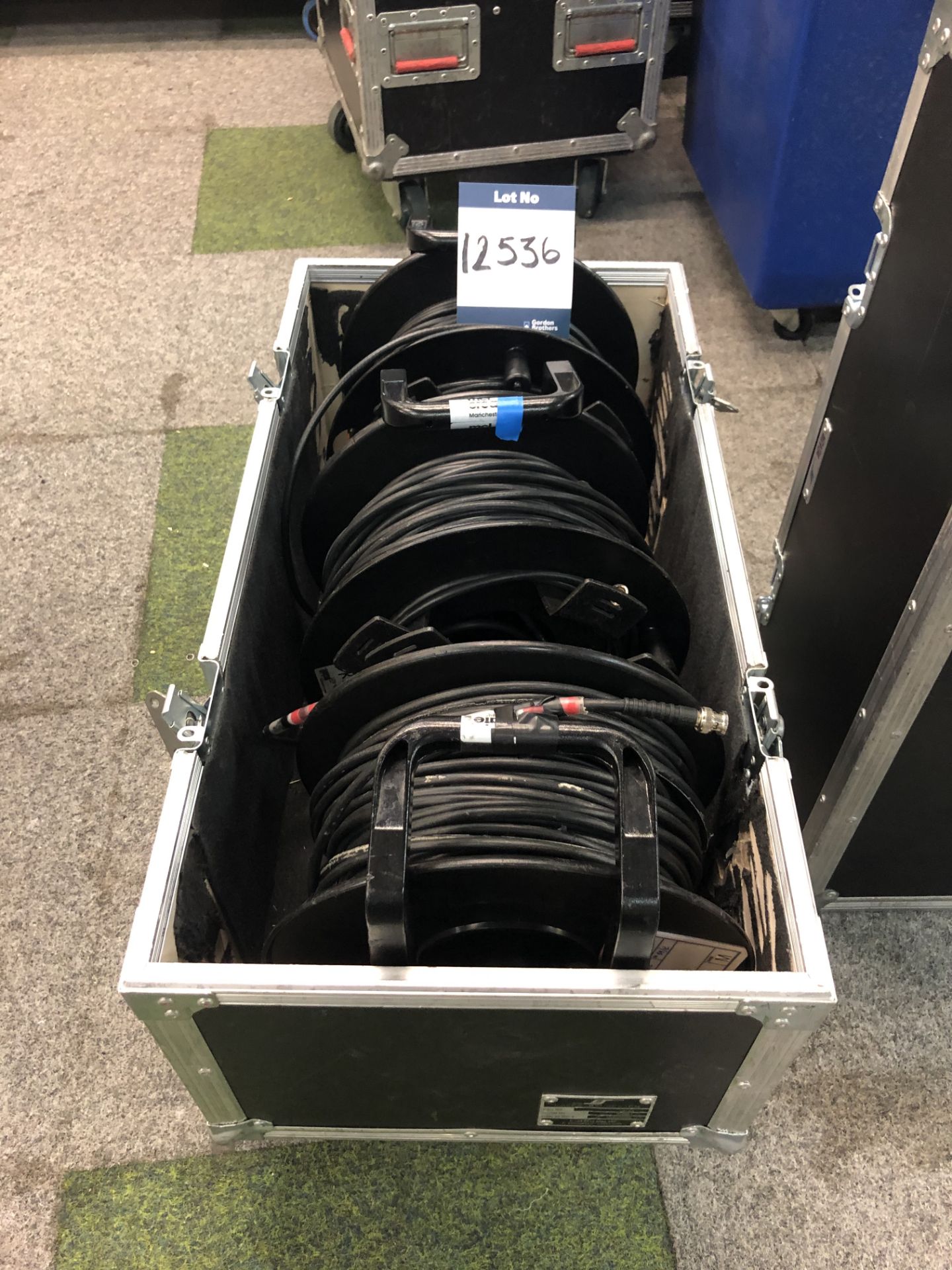 3x No. 50m SDI cable reels in transit case