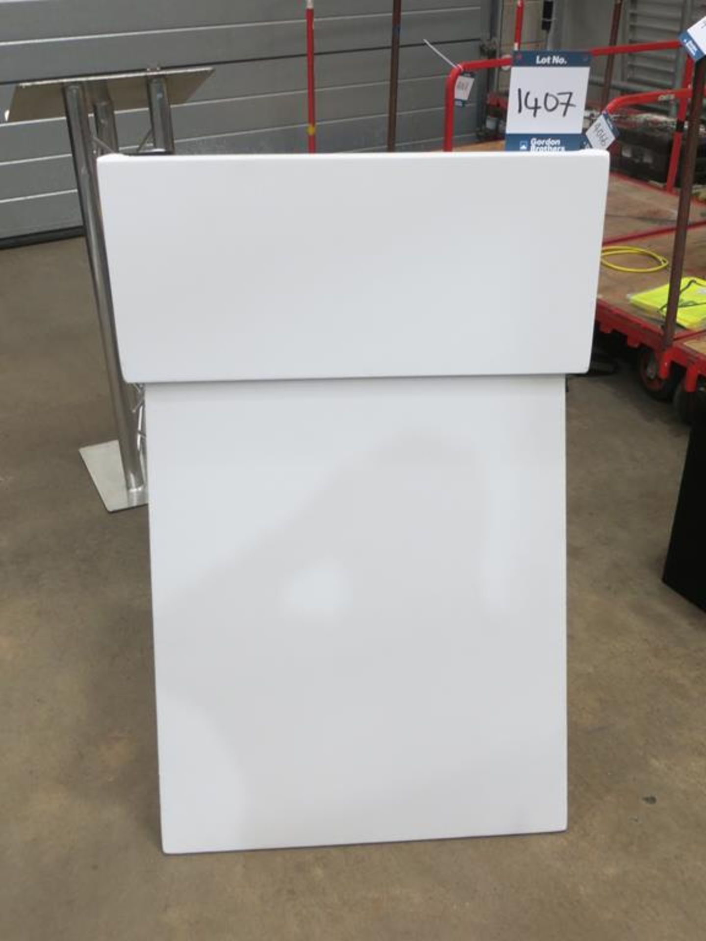 White two part conference lectern in 2x No. soft carry bags: Unit 500, Eckersall Road, Birmingham
