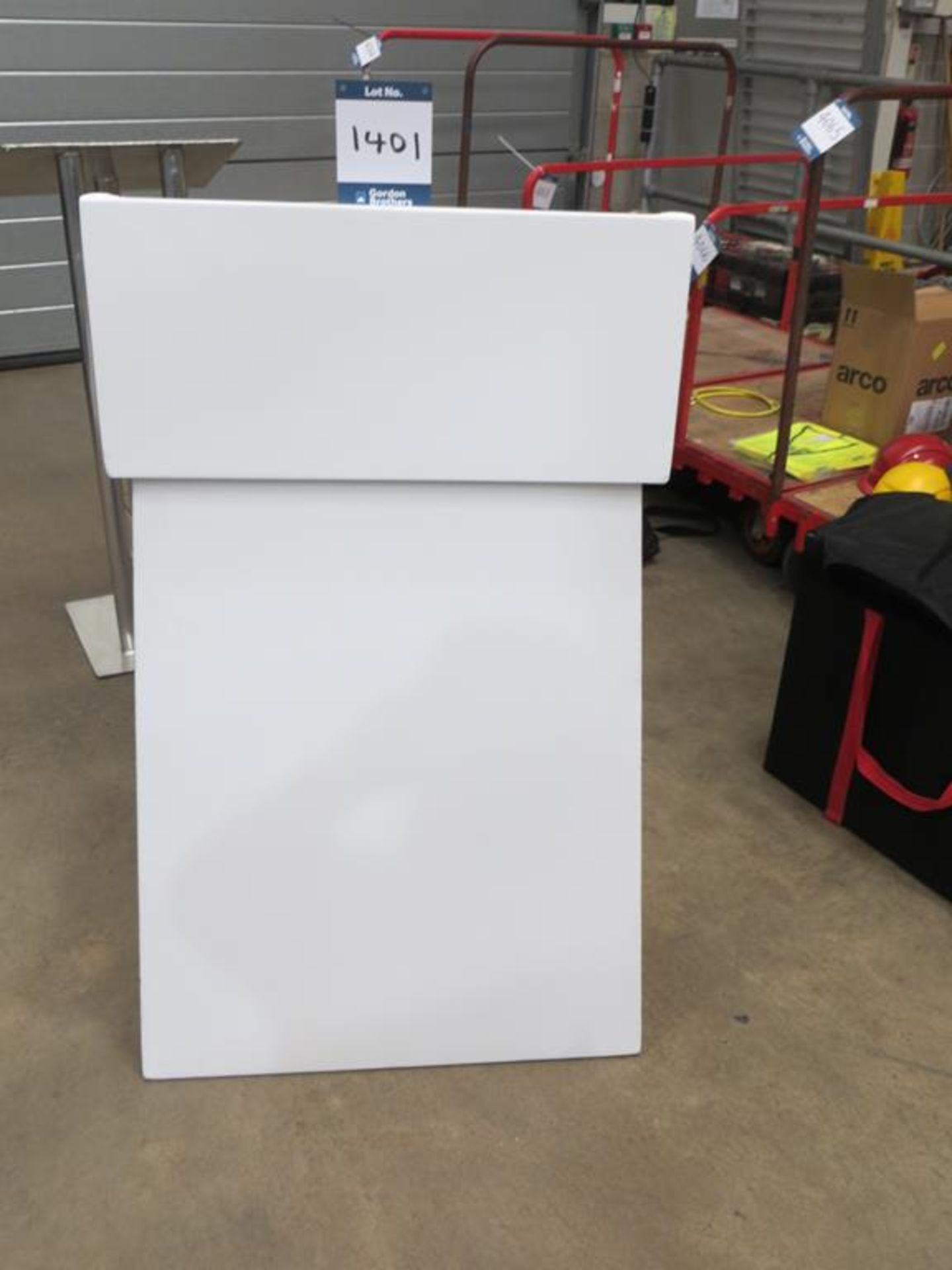 White two part conference lectern in 2x No. soft carry bags: Unit 500, Eckersall Road, Birmingham