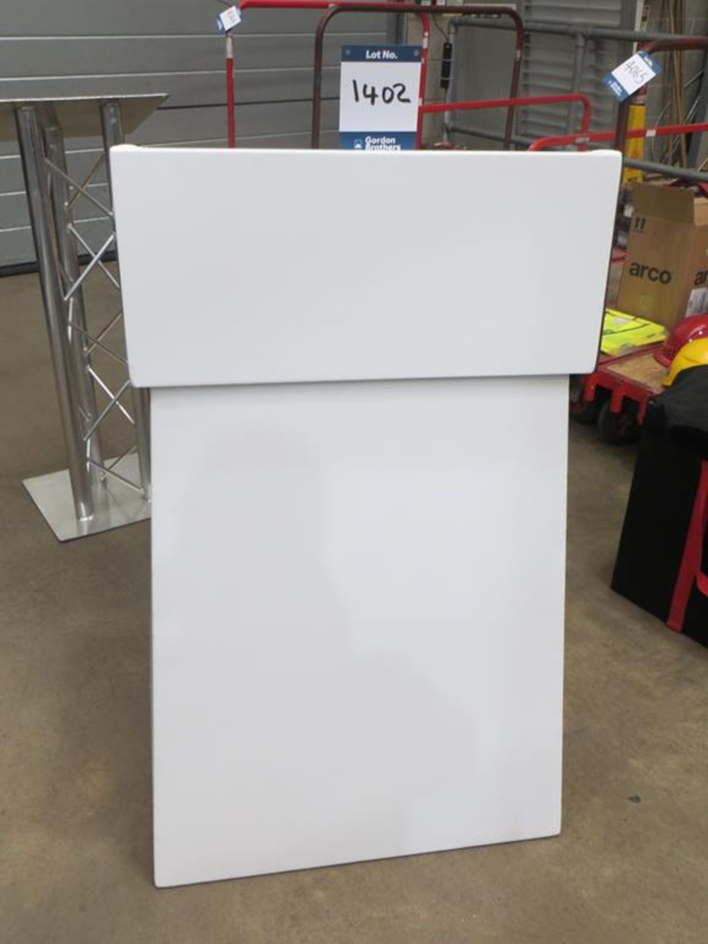 White two part conference lectern in 2x No. soft carry bags: Unit 500, Eckersall Road, Birmingham