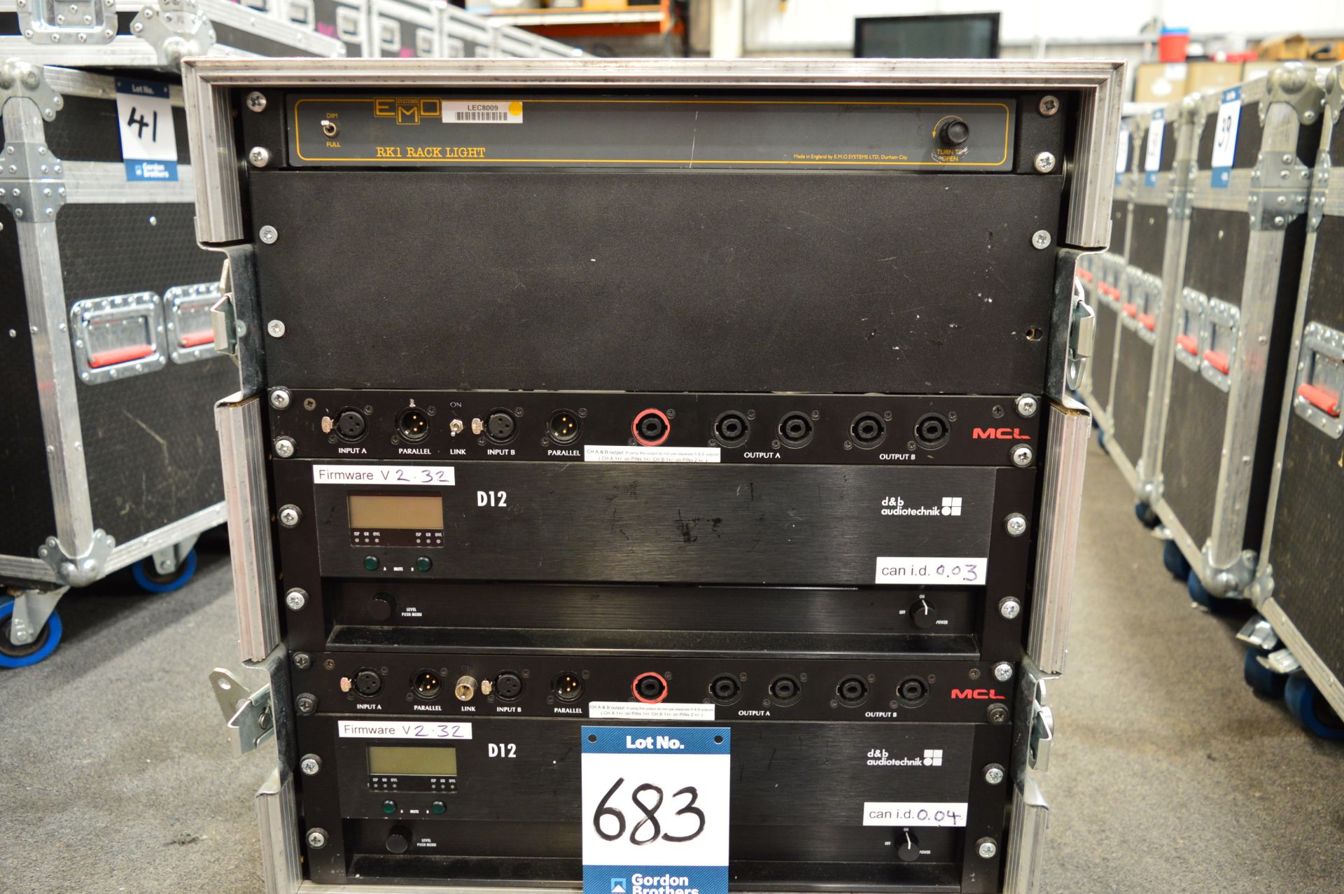 Twin amp rack comprising: 2x D&B Audiotechnik, D12