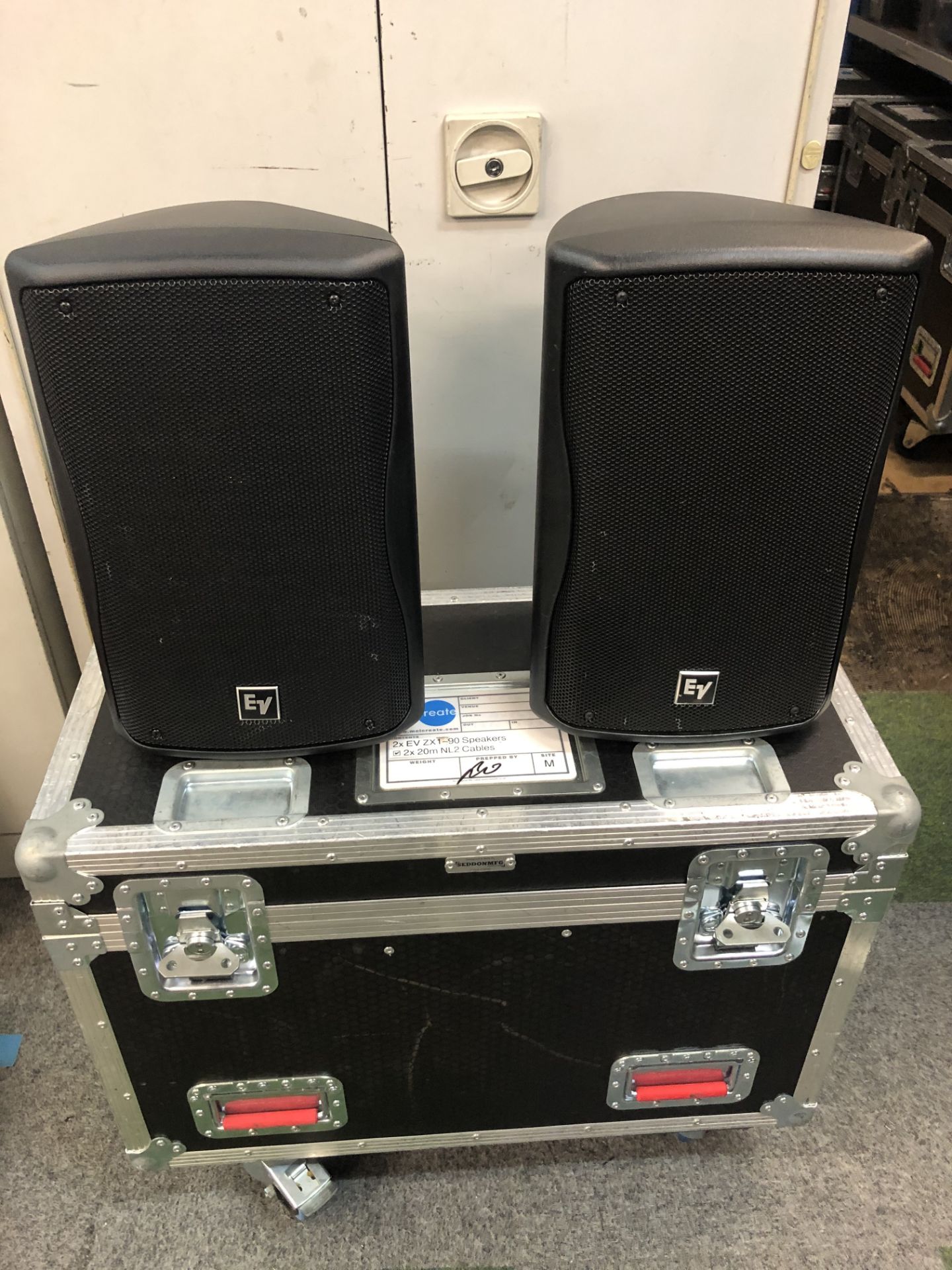 1x No. pair EV ZX190 loud speakers in transit case