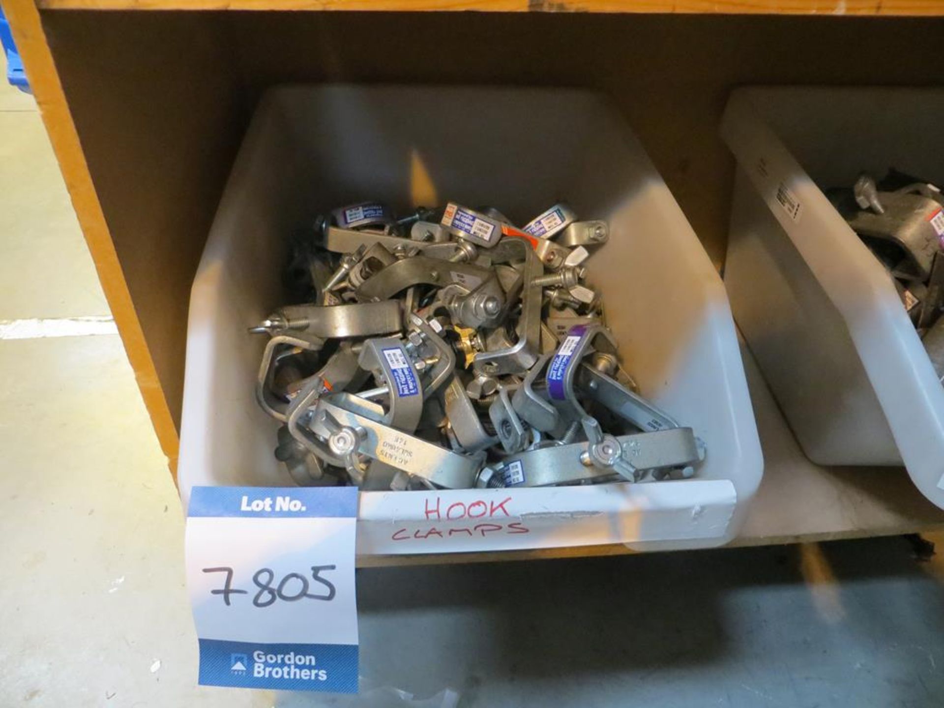 AC Entertainment, lighting clamps in tote bin: Unit C Moorside, 40 Dava Street, Glasgow G51 2BQ