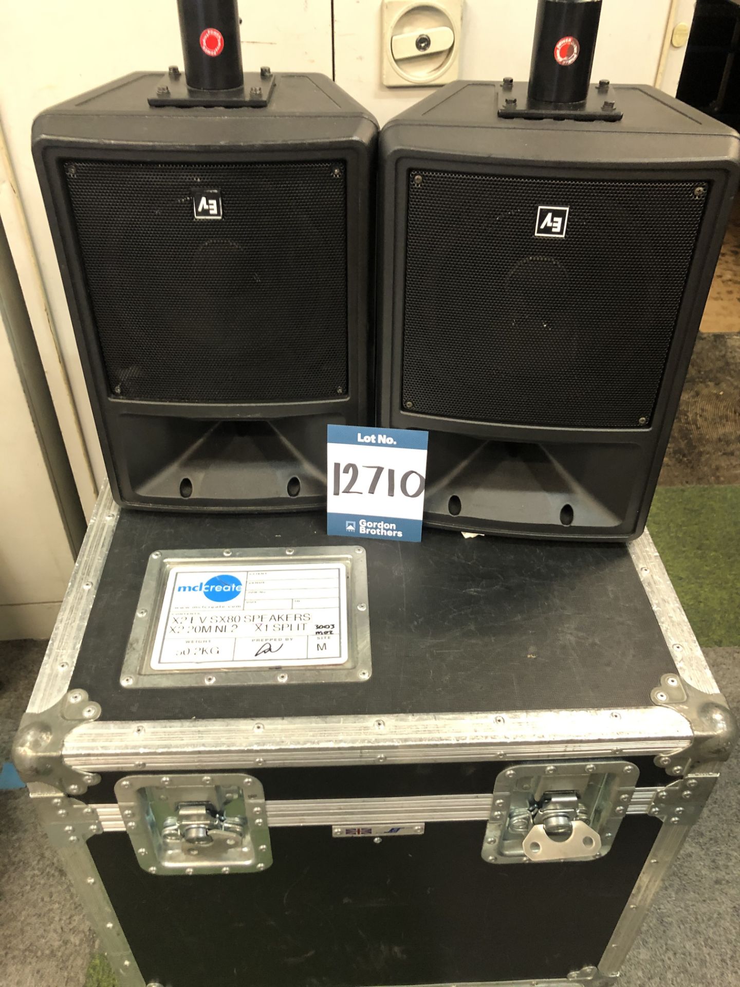 1x No. pair EV SX80 loudspeakers in transit case w