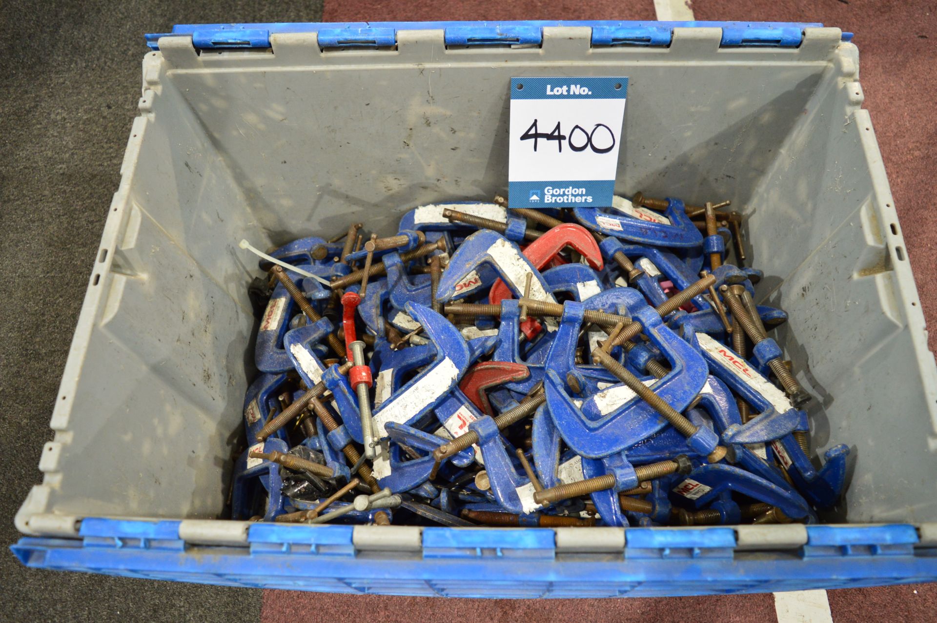 Quantity of small g-clamps in storage box: Unit 500, Eckersall Road, Birmingham B38 8SE