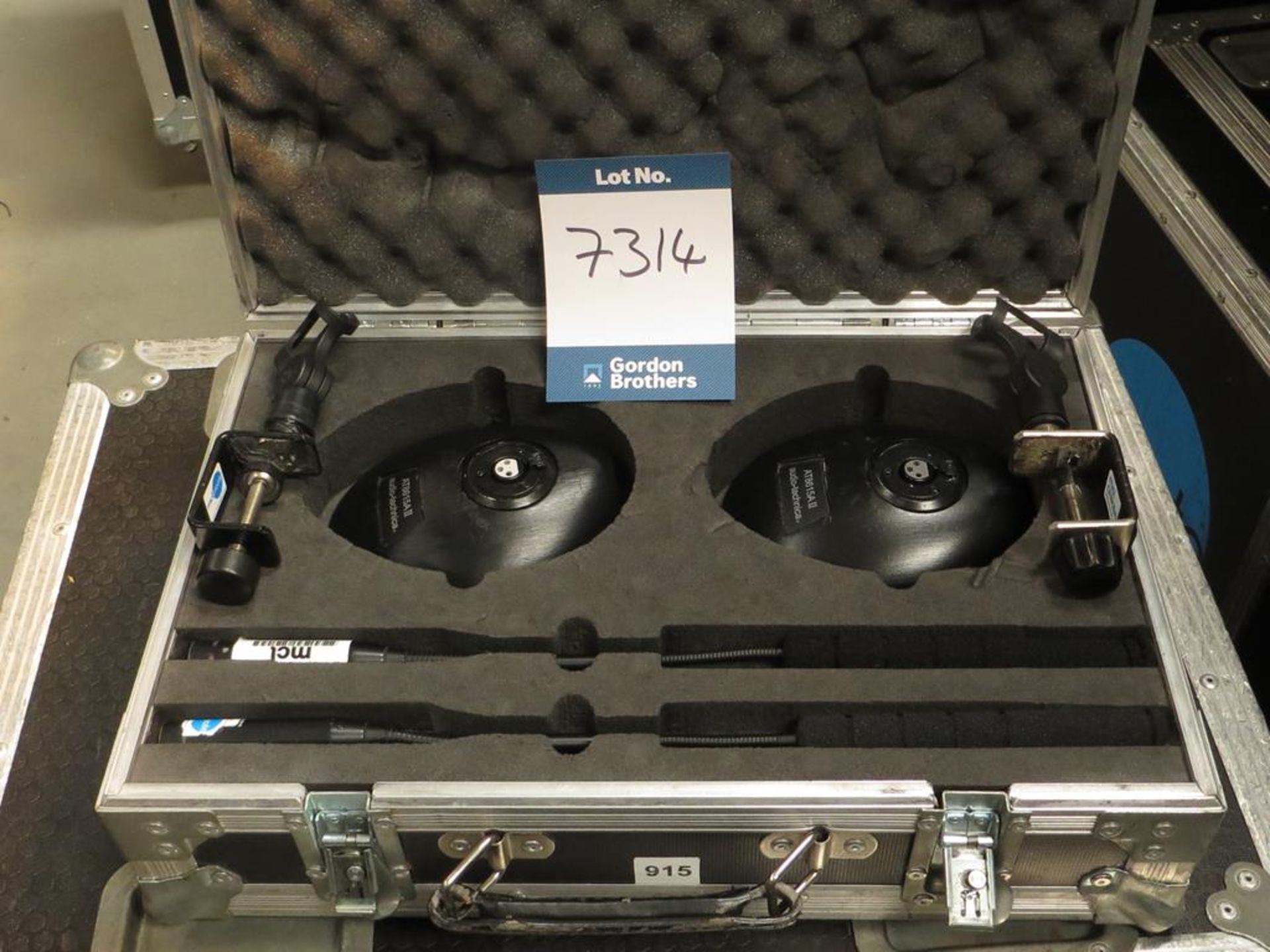 2x No. Audio Technica, gooseneck microphones, Model ES915 with 2x No. AT8615AN bases in transit