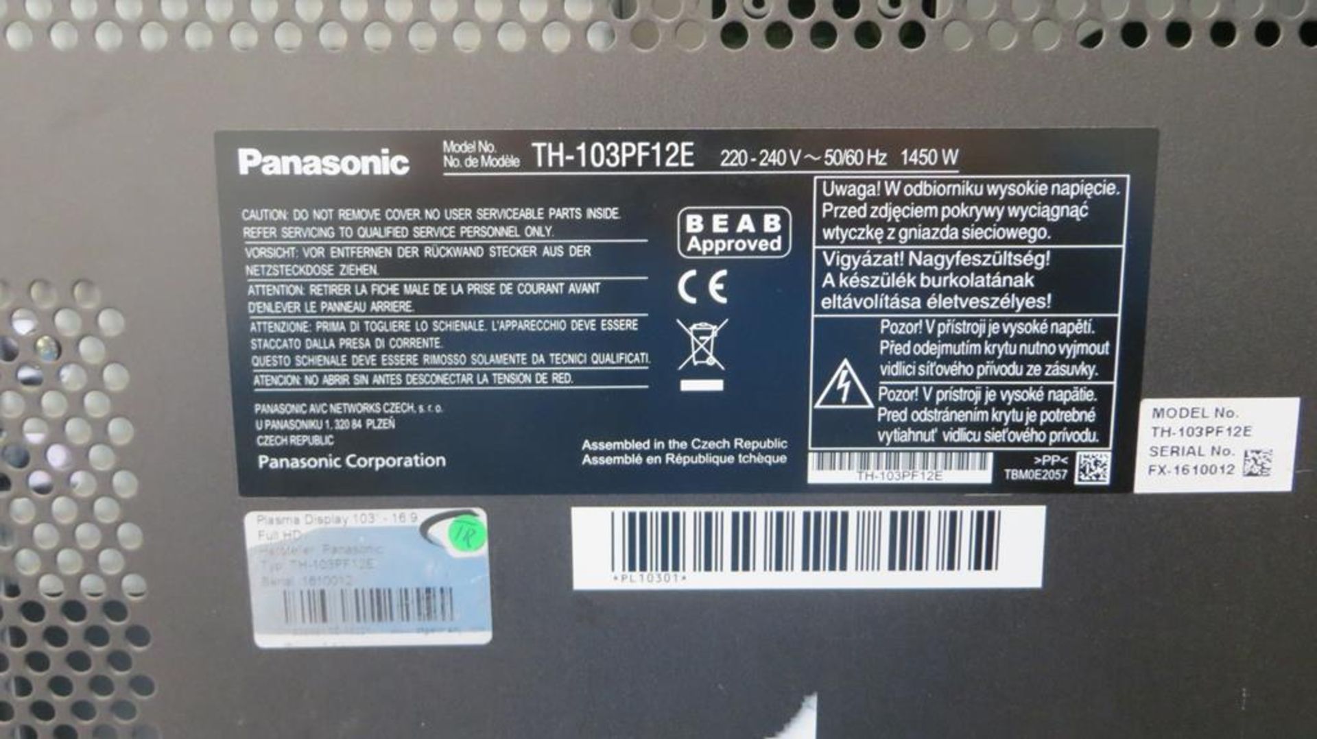 Panasonic, 103" plasma monitor Model TH103PF12E, S - Bild 3 aus 6