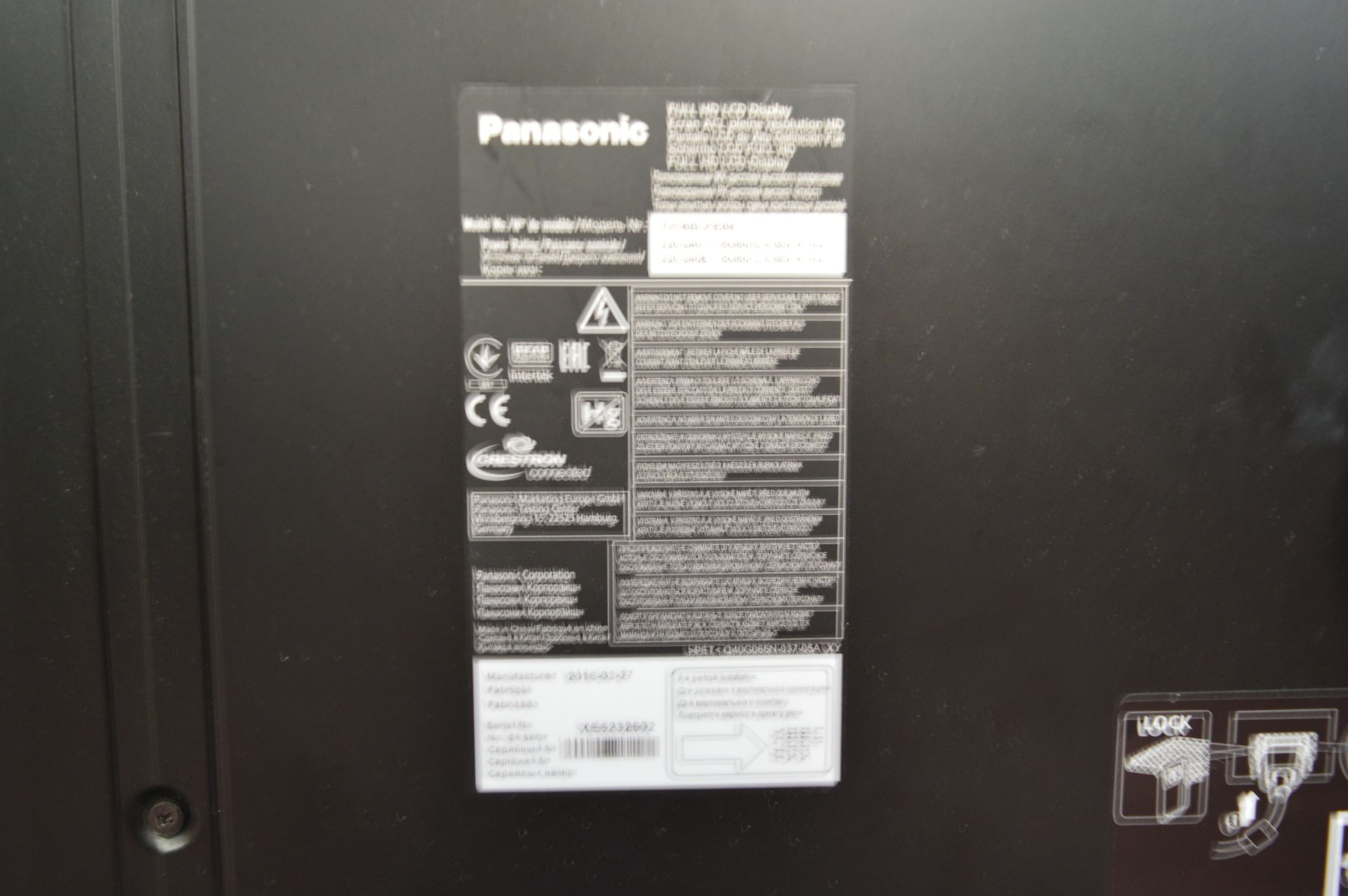 Panasonic, 65" full HD LCD display, Model TH-65LFE - Image 2 of 4