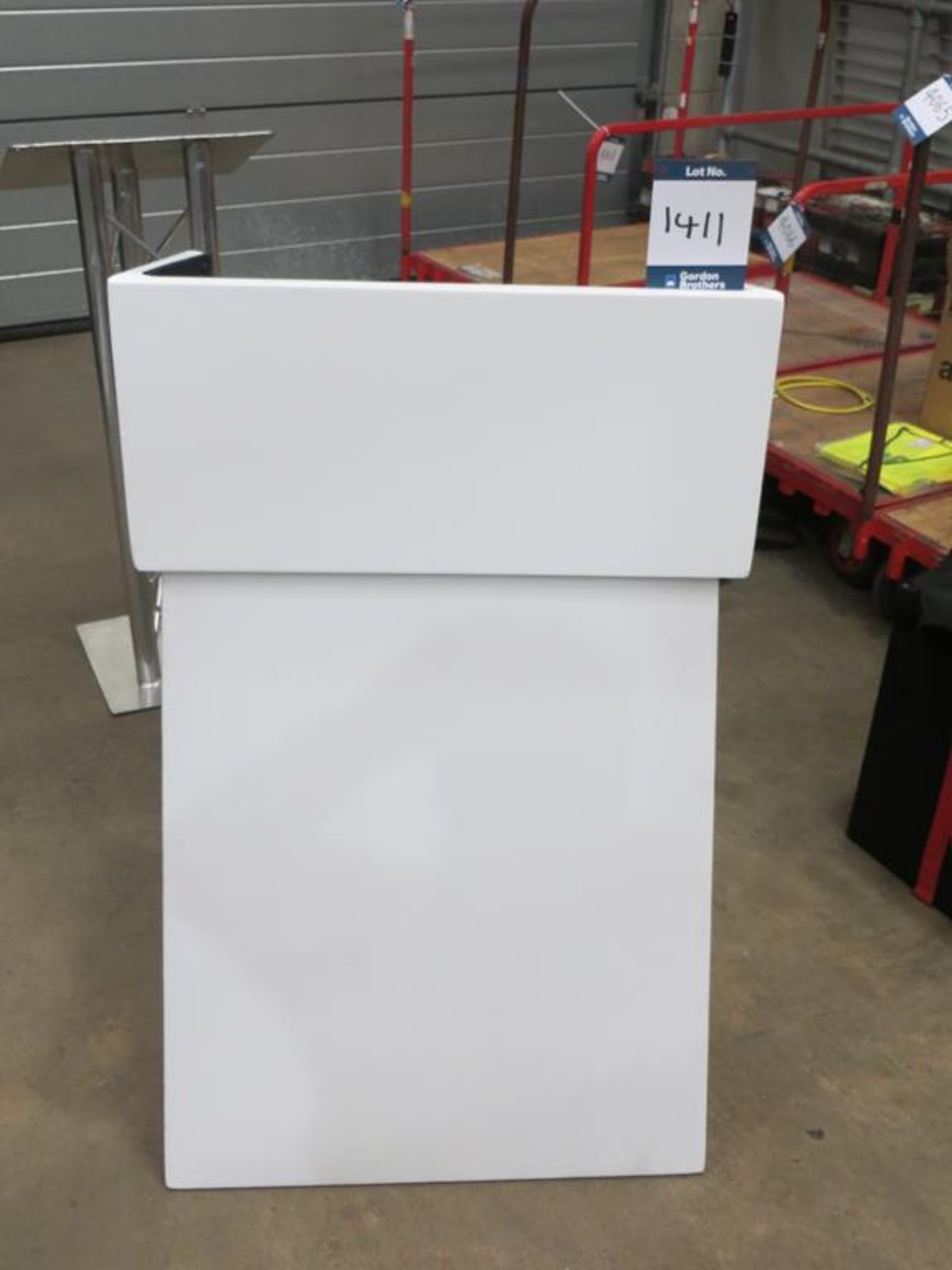 White two part conference lectern in 2x No. soft carry bags: Unit 500, Eckersall Road, Birmingham