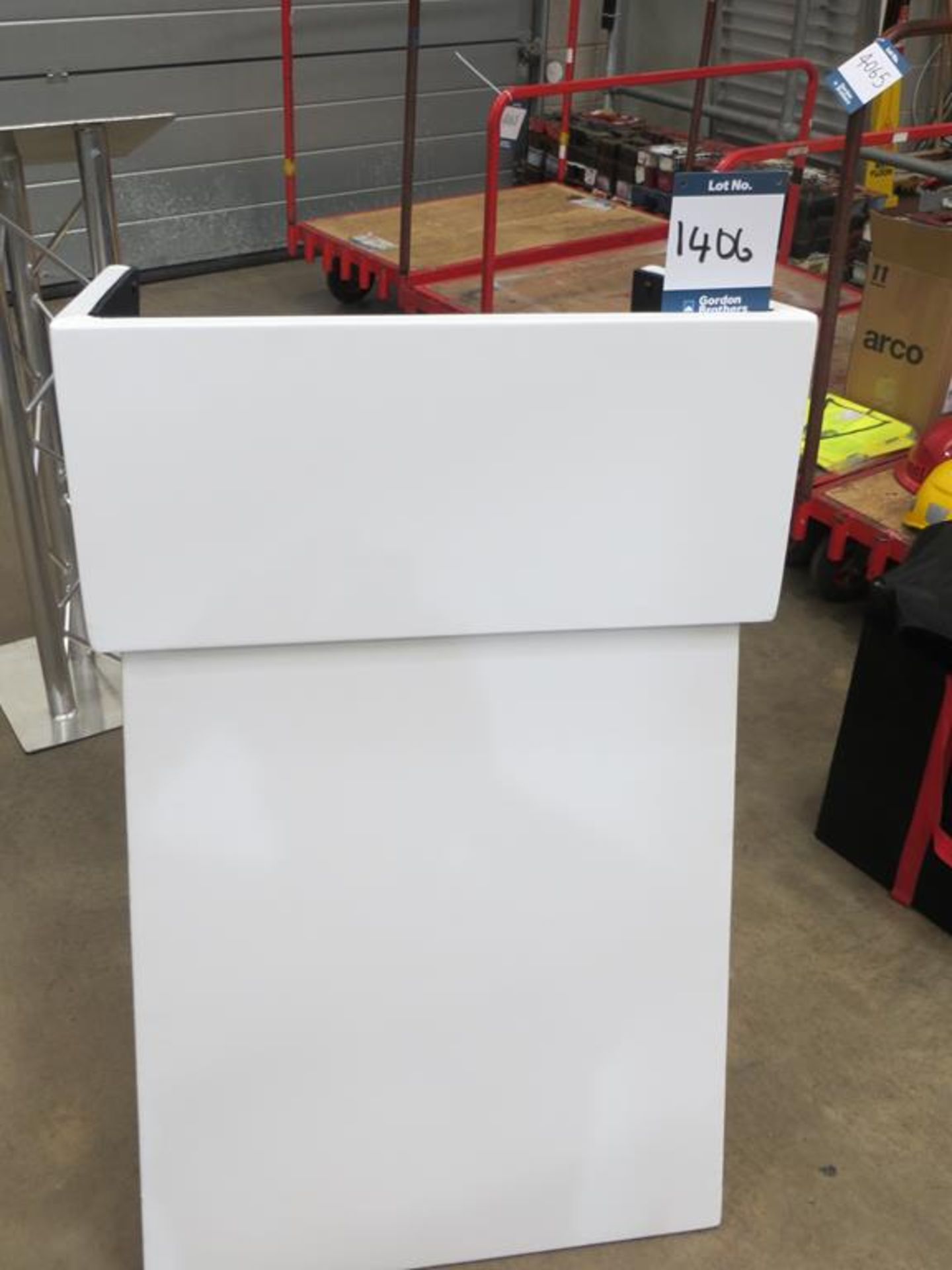 White two part conference lectern in 2x No. soft carry bags: Unit 500, Eckersall Road, Birmingham