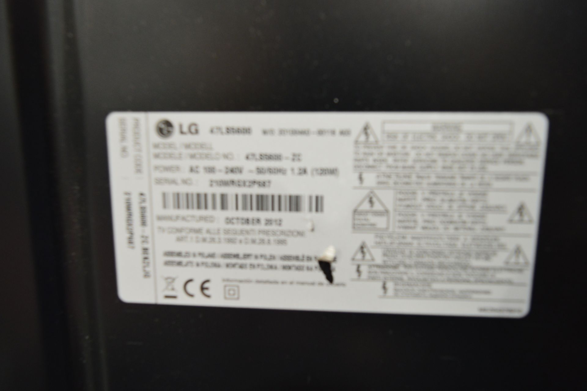 LG, 47" full HD LED TV, Model 47LS5600, DOM Octobe - Image 2 of 4