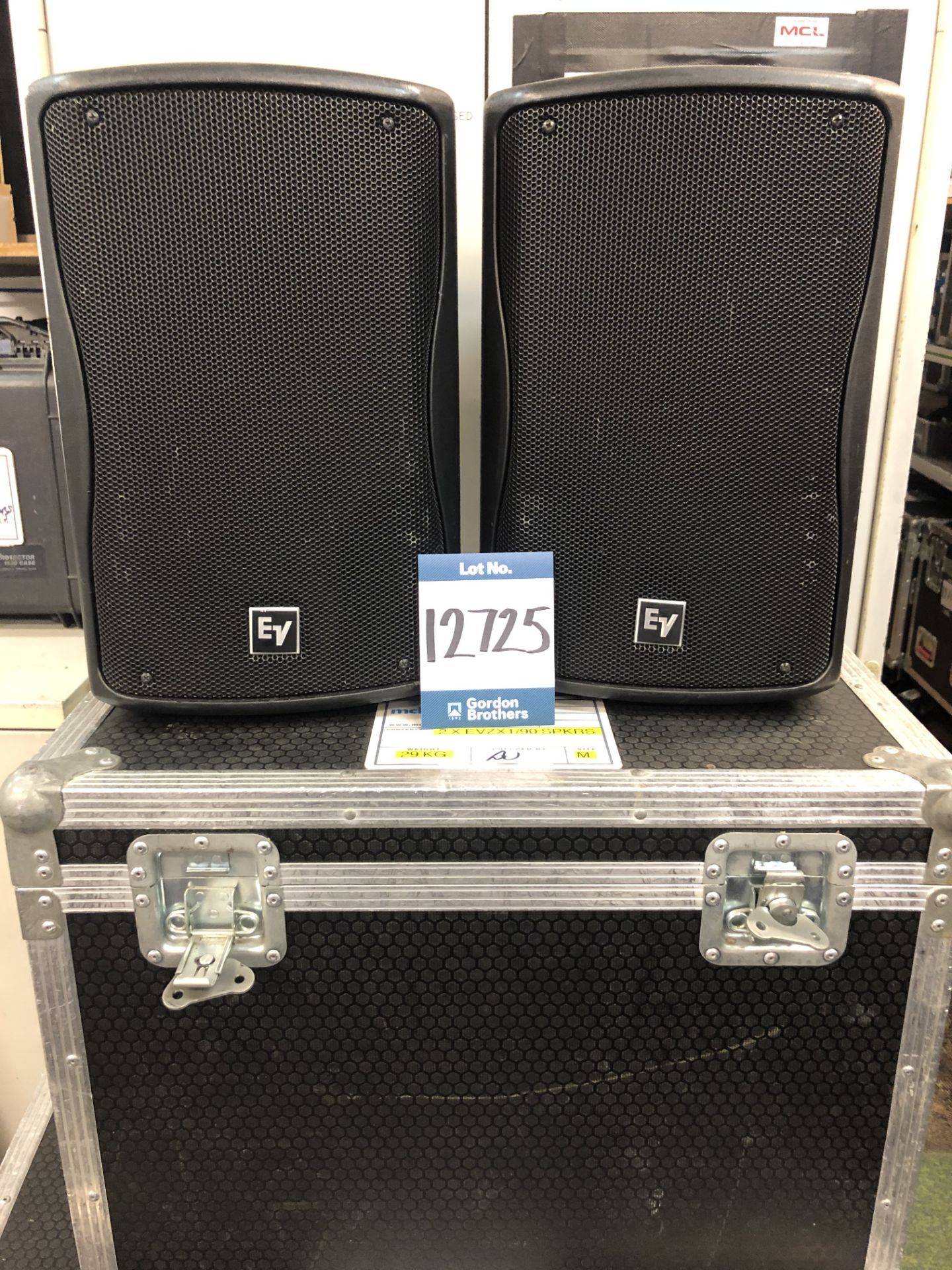 1x No. pair EV ZX190 loud speakers in transit case