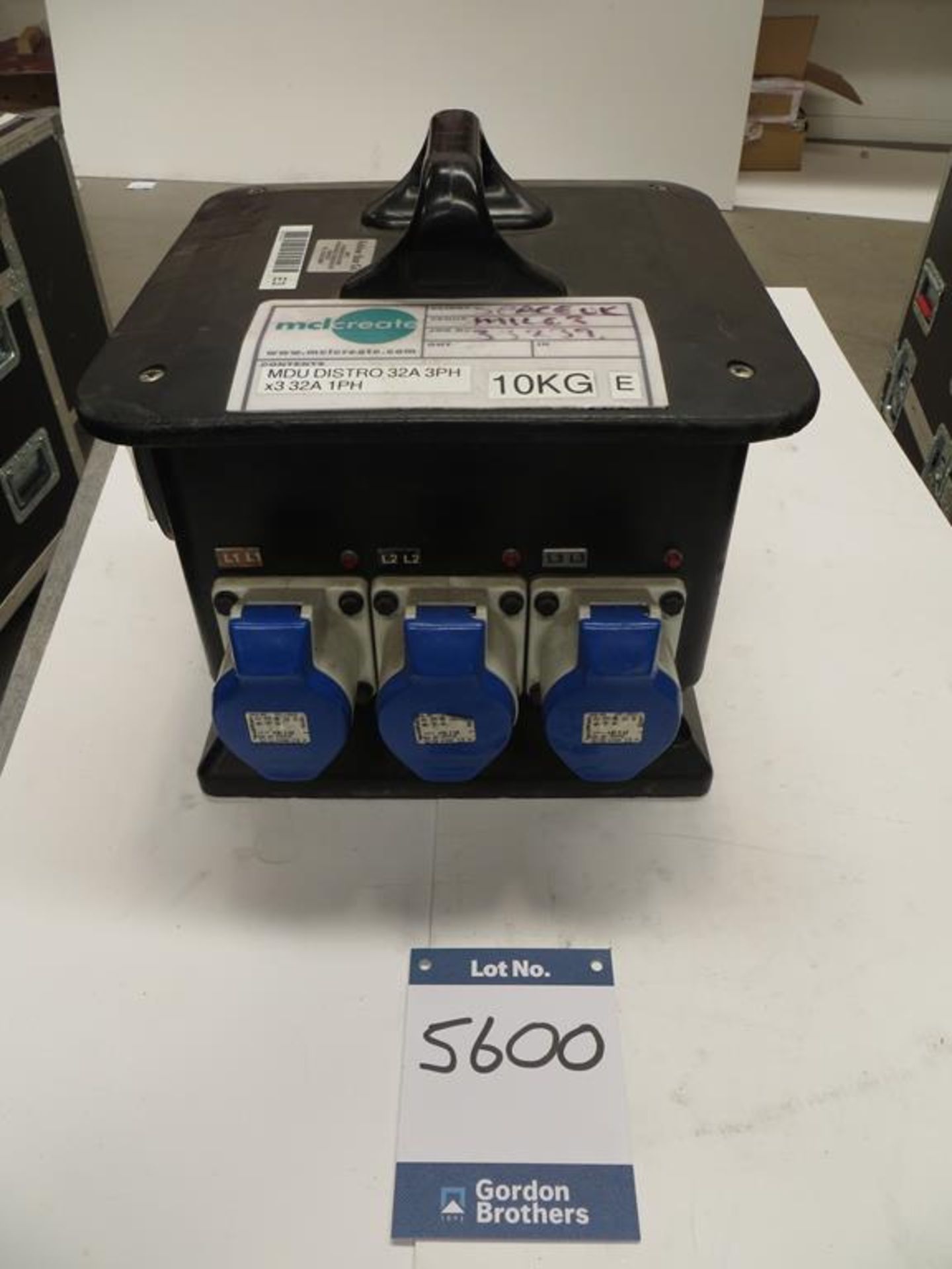 Rubber Box, 32 amp, three phase mains distribution