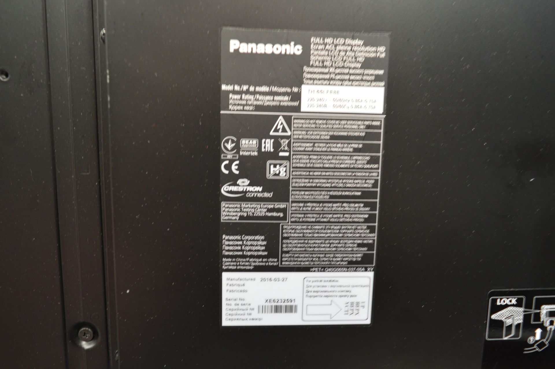 Panasonic, 65" full HD LCD display, Model TH-65LFE - Image 2 of 4