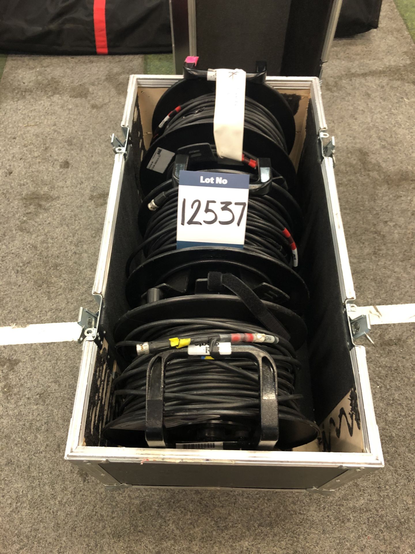 3x No. 50m SDI cable reels in transit case