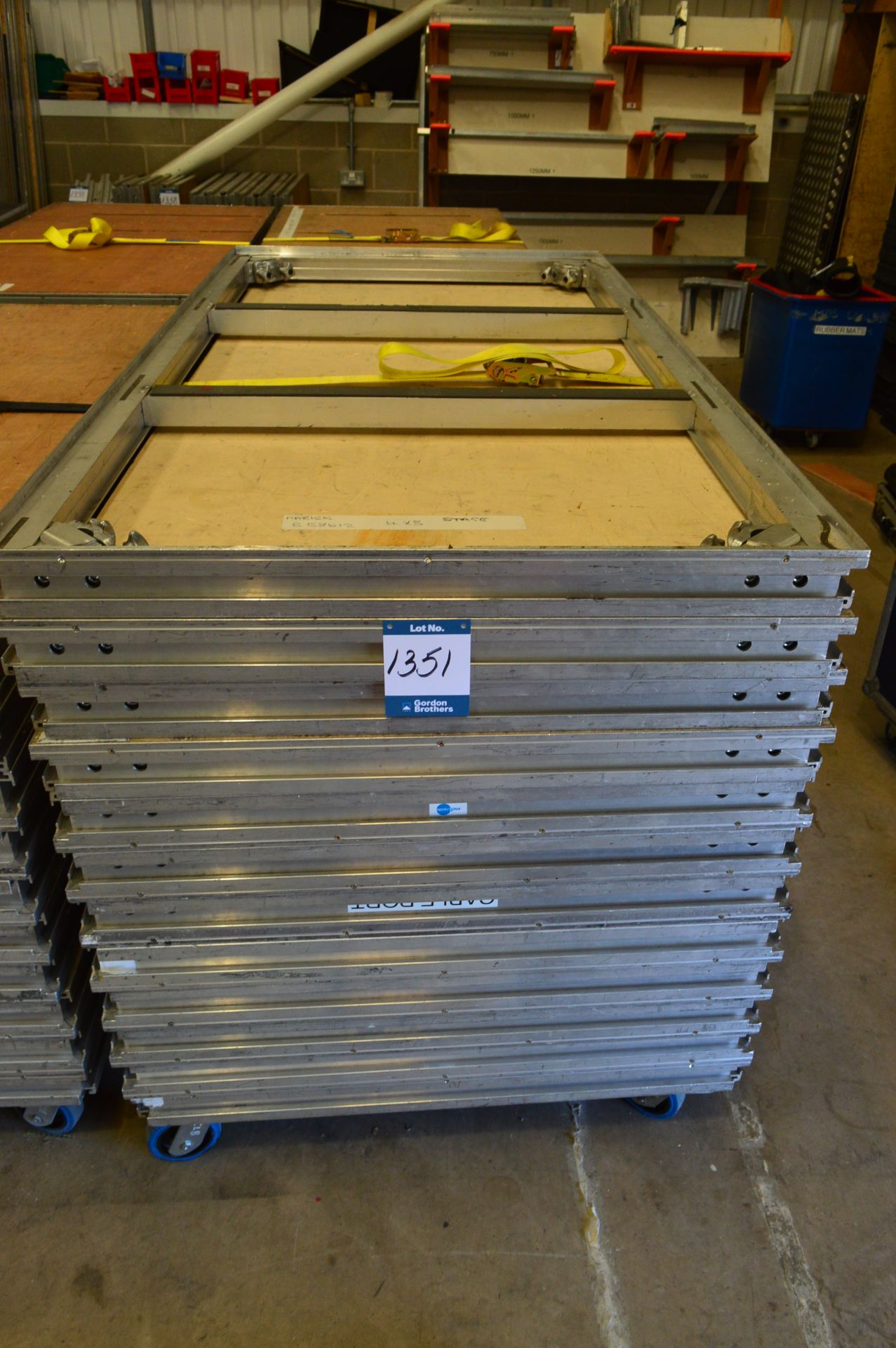 11x No. aluminium/plywood rectangular stage deck s
