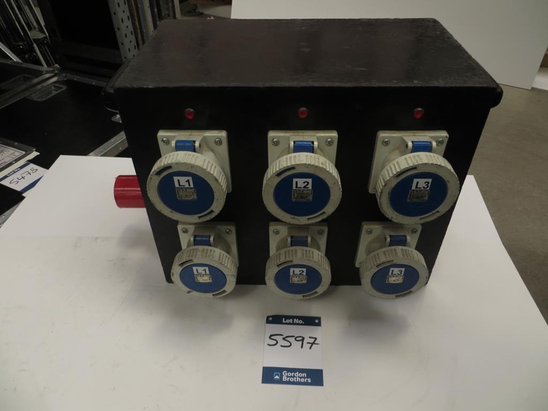 63 amp, three phase mains distribution system, 6 x