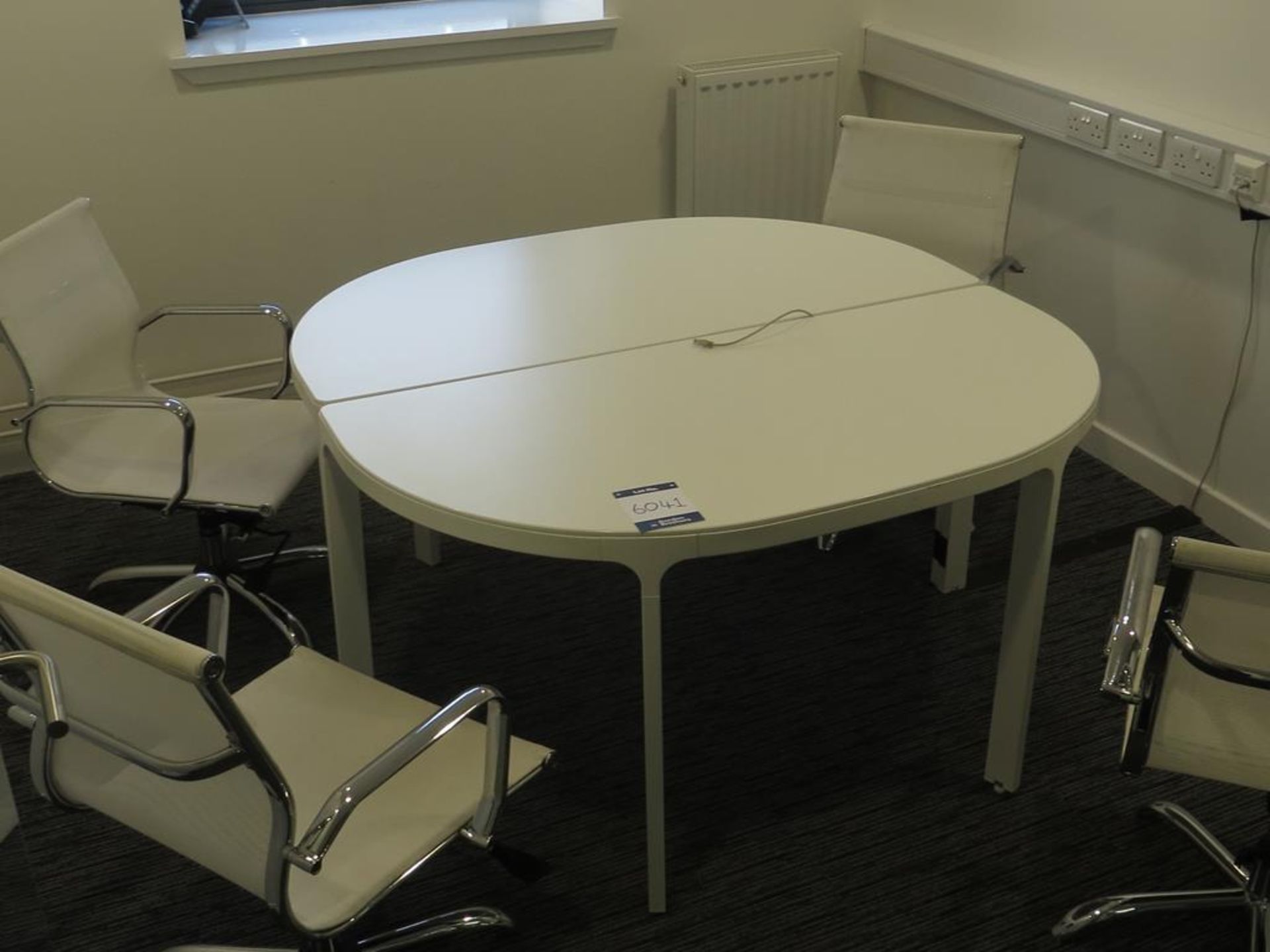 White laminate meeting table and 4x No. matching s