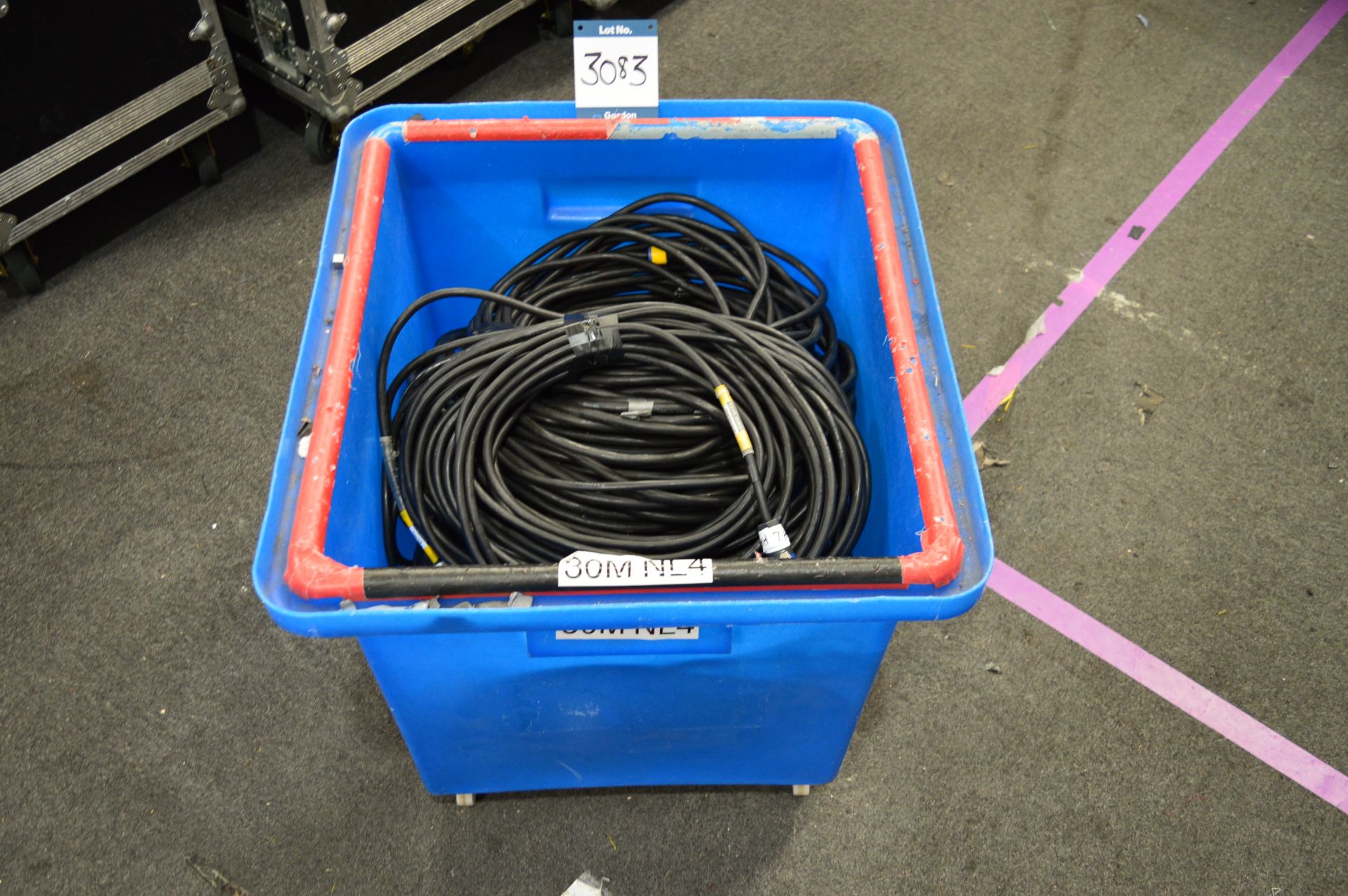 Quantity of 30m NL4 audio cables in lin bin: Unit 500, Eckersall Road, Birmingham B38 8SE