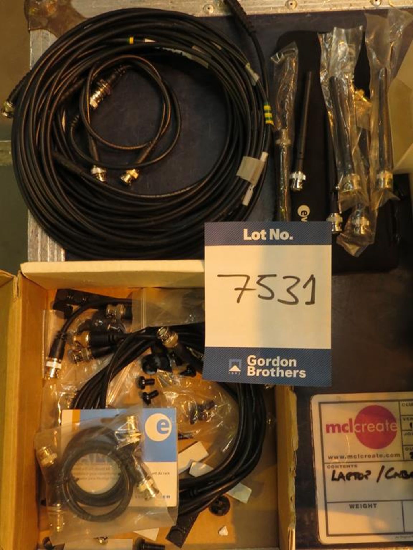 Assorted Sennheiser, spares in crate comprising: BNC patch leads, antenna, rack spares, blanking - Image 2 of 2