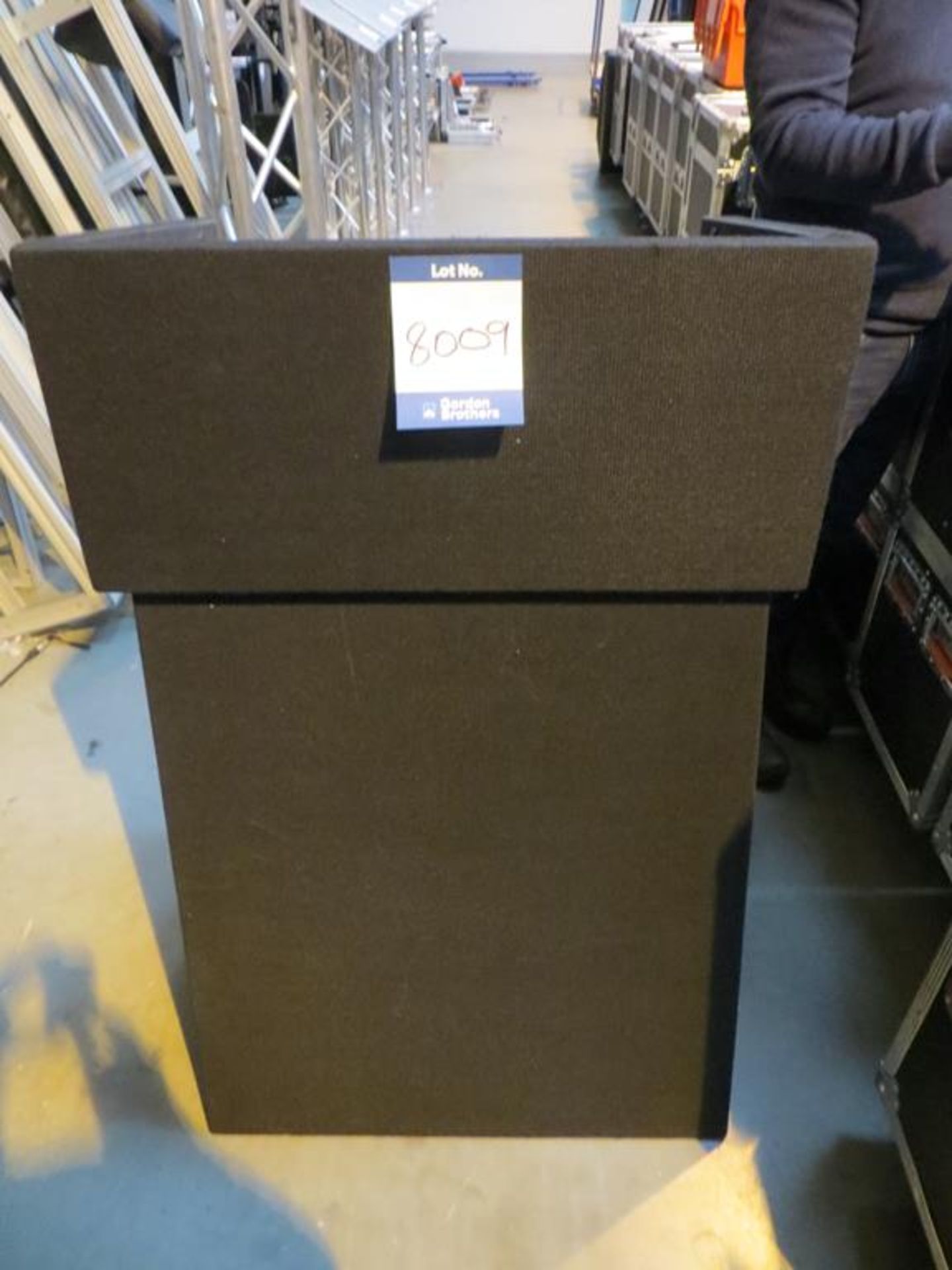 Conference lectern covered in black trichord in 2x No. carry bags (black): Unit C Moorside, 40