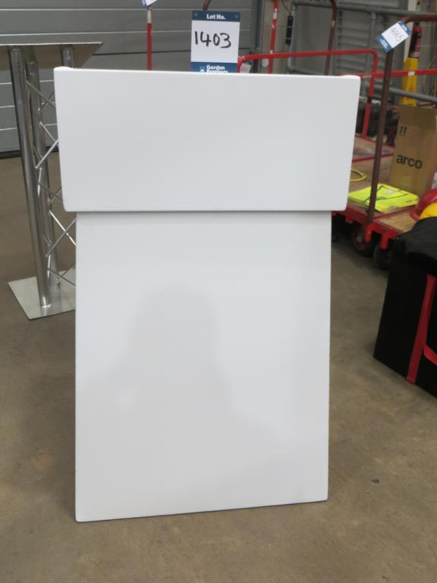 White two part conference lectern in 2x No. soft carry bags: Unit 500, Eckersall Road, Birmingham