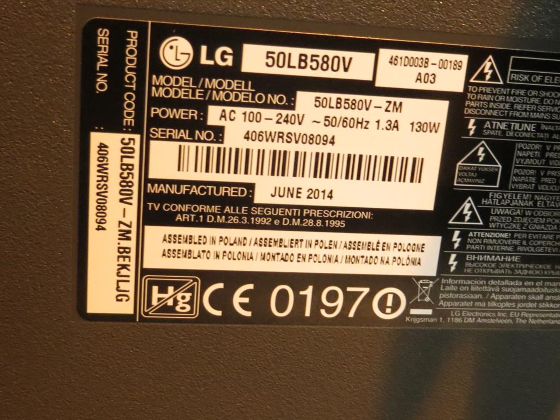 LG, 50" Smart LED TV, Model 50LB580V in transit case: Unit C Moorside, 40 Dava Street, Glasgow G51 - Image 3 of 3