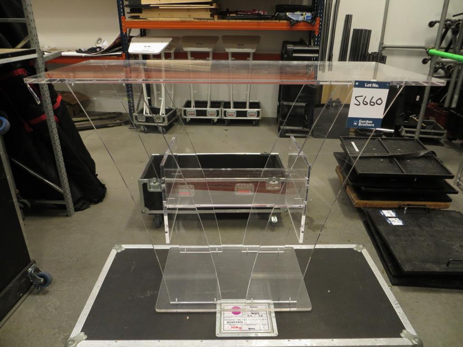 Acrylic "Awards" plinth, two tier in transit case:
