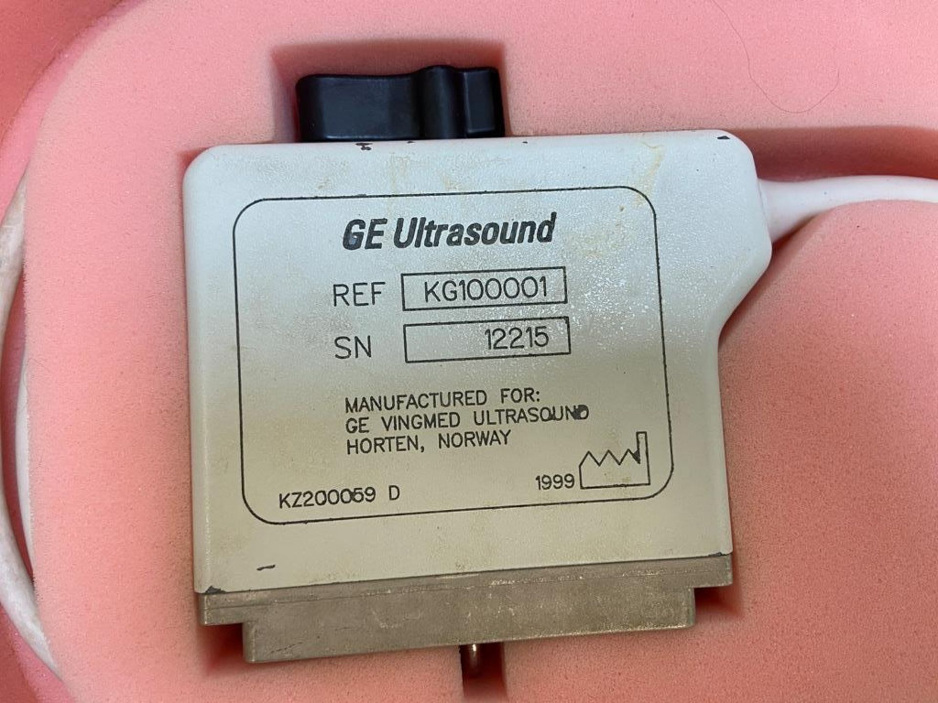 GE ultrasound probe, FPA 10MHz, Part No. KG100001, Serial No. 12215 with case - Image 2 of 2