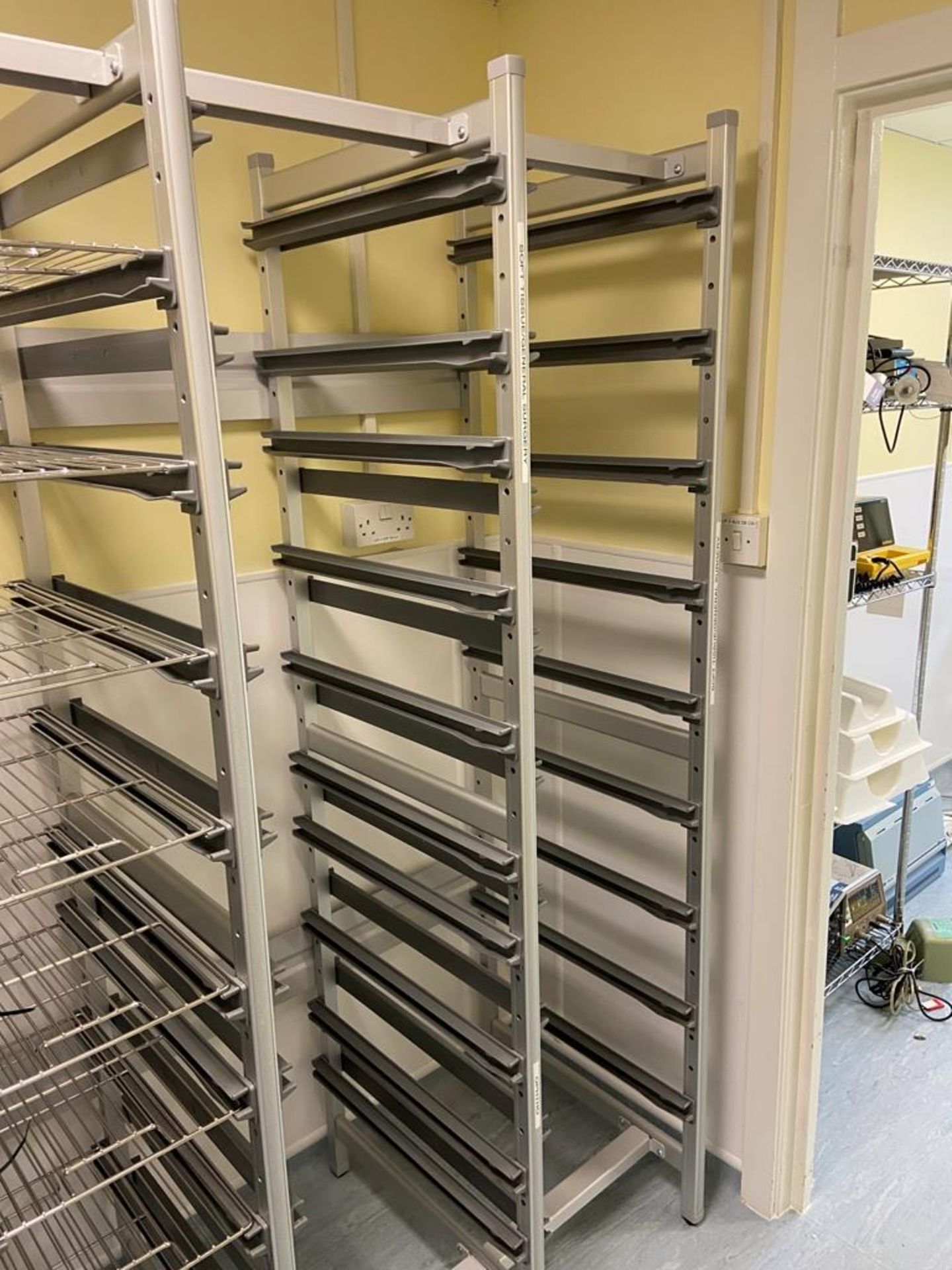 Ten bays of Surgical Instrument, multi-tier storage racking comprising: 8x No. bays with wire mesh - Image 2 of 4