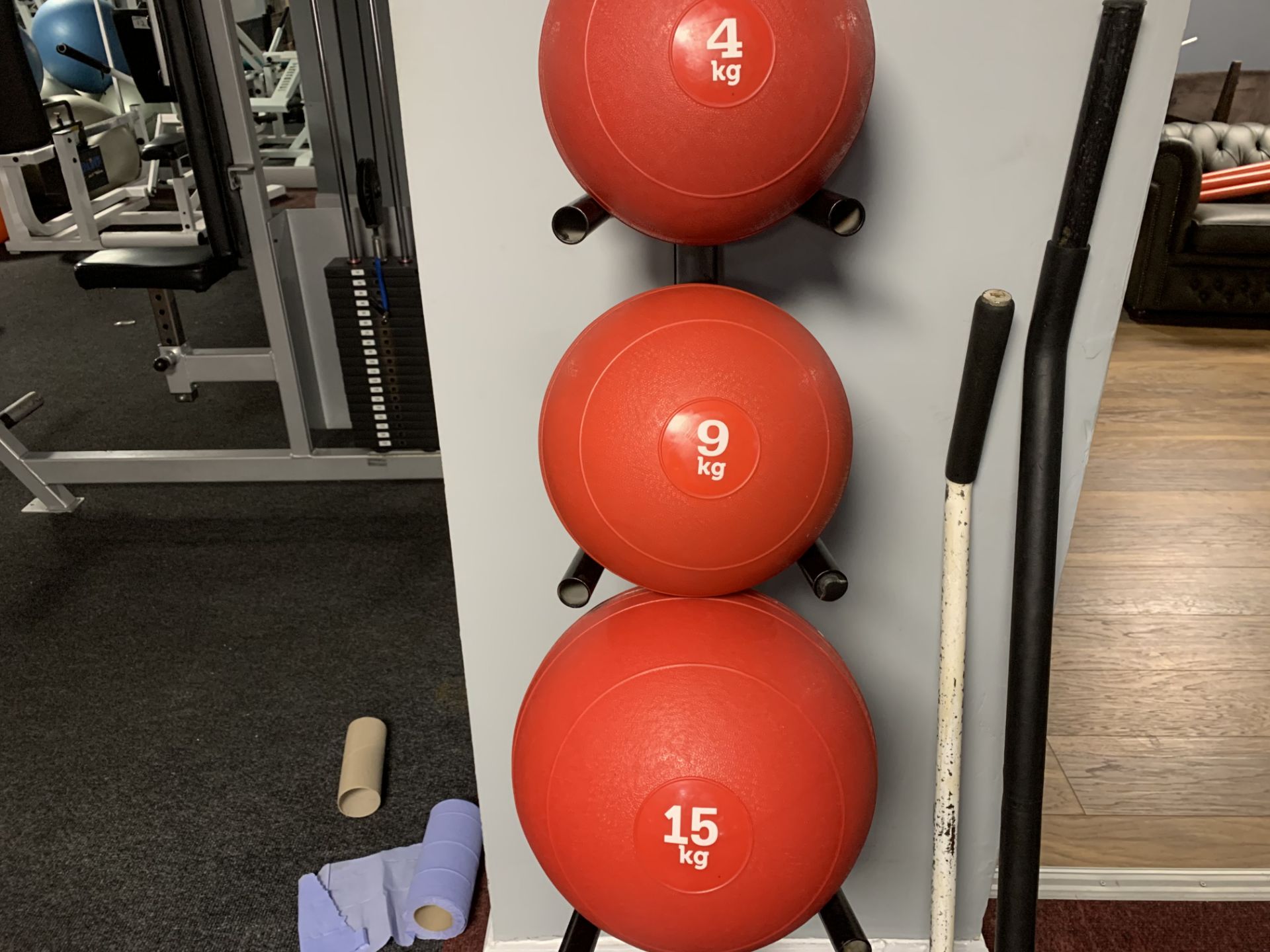 3 x Medicine Balls and Stand - Image 2 of 2