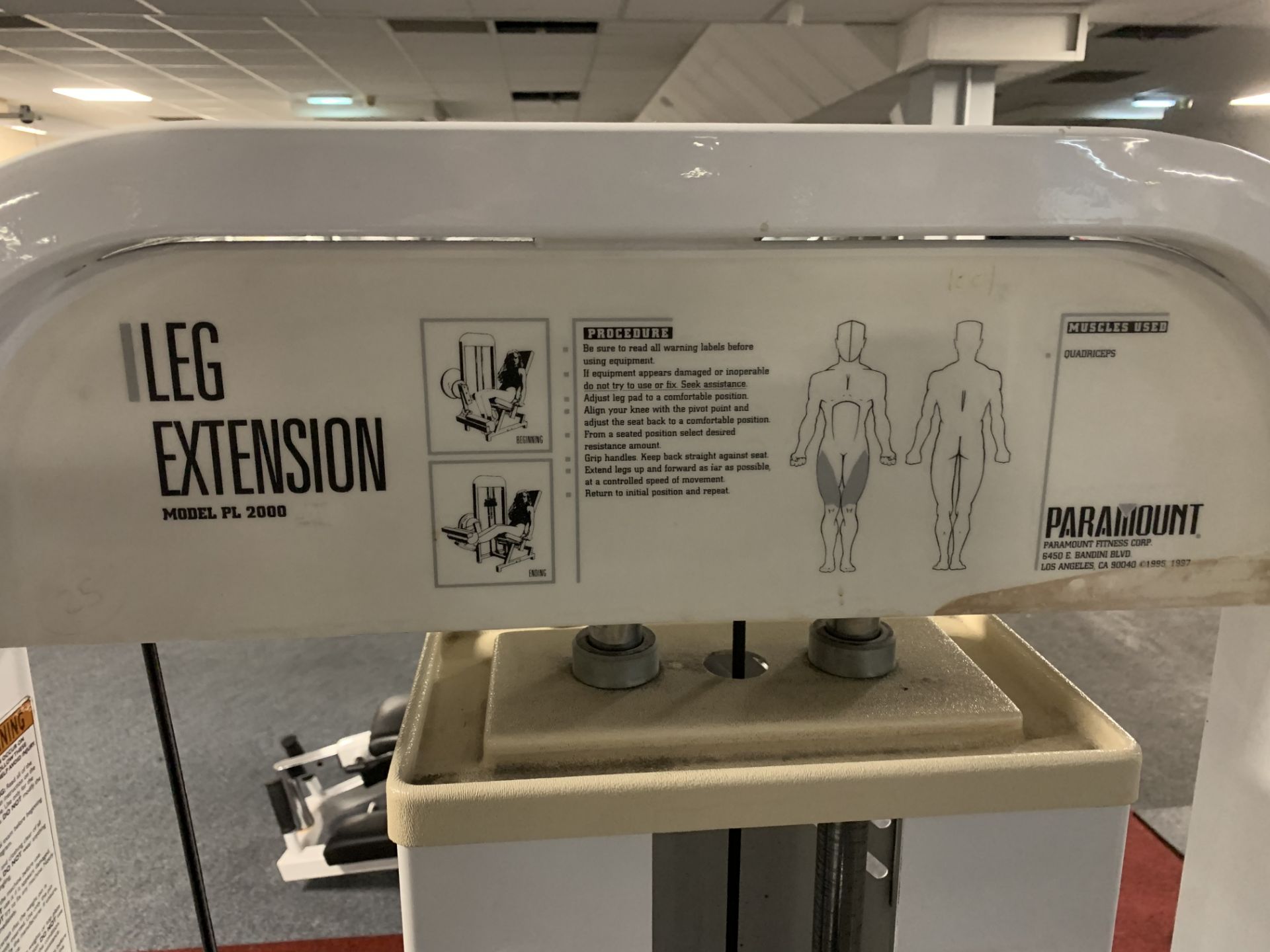 Paramount Leg Extension Model PL 2000 Machine - Image 2 of 2