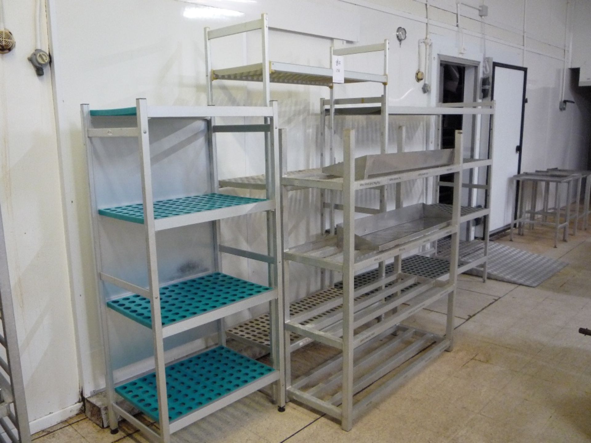 4 - Various aluminium Shelving Racks