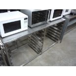 Stainless steel Preparation Table with shelving & 12 tray runners, 850(H) x 1650(W) x 540(D)mm
